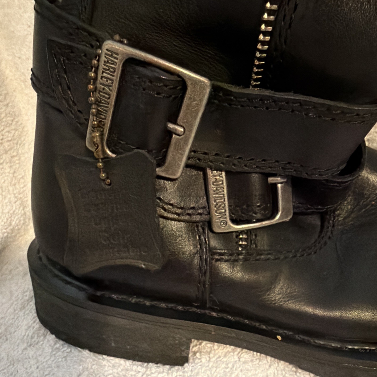 Harley-Davidson Women’s Tall Leather Biker Boots Size 6.5 Buckle & Studs