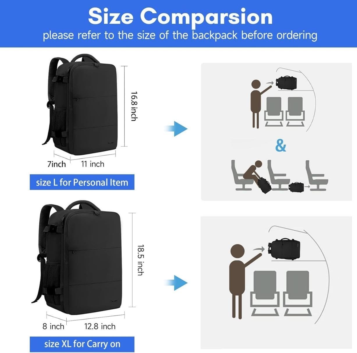 Travel Laptop Backpack for Men, 15.6″ Water-Resistant College Bookbag, 35L, Ligh