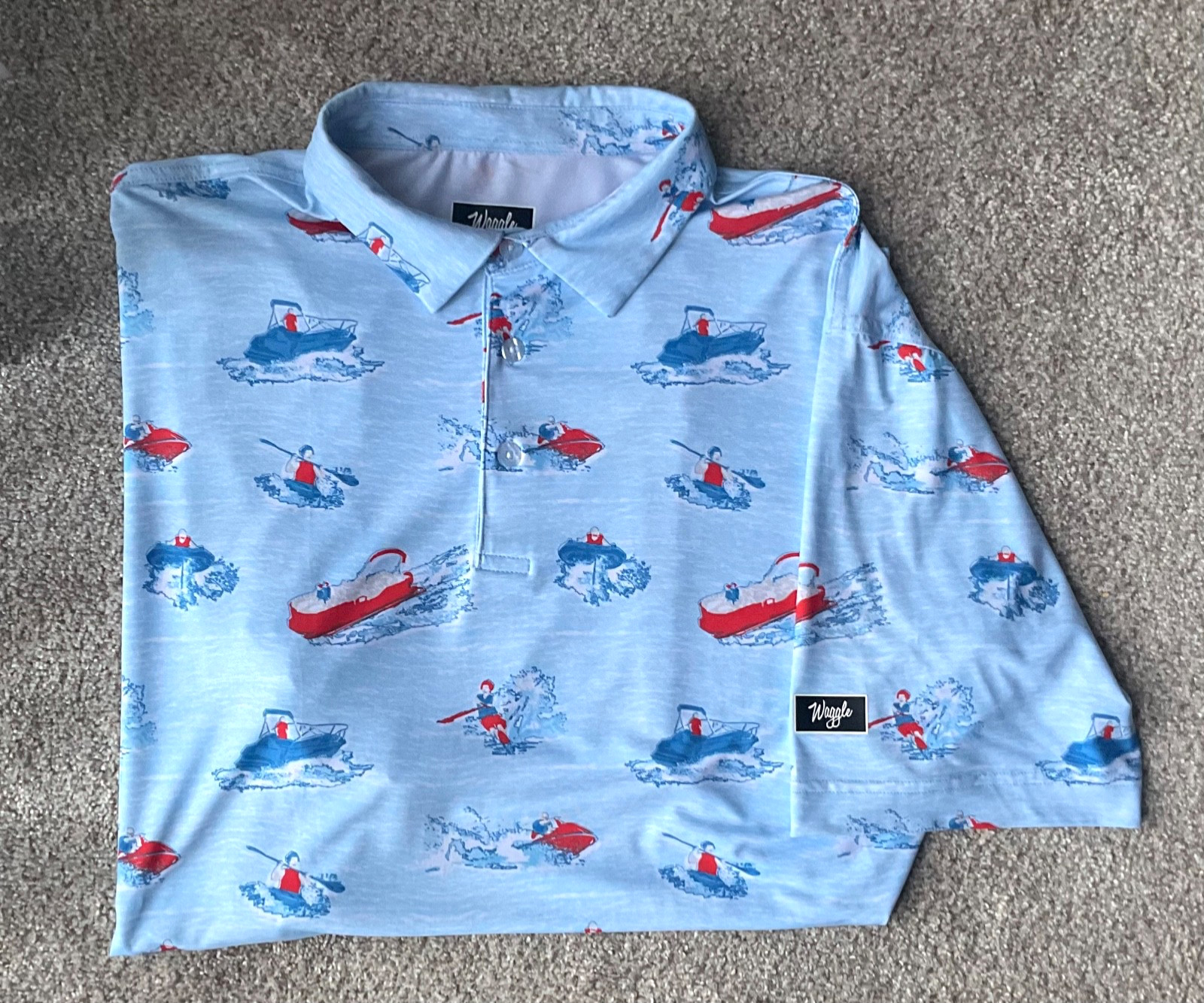 Mens Waggle Short Sleeve S/S Polo Golf Shirt Summer Fun Water Activities 2XL XXL