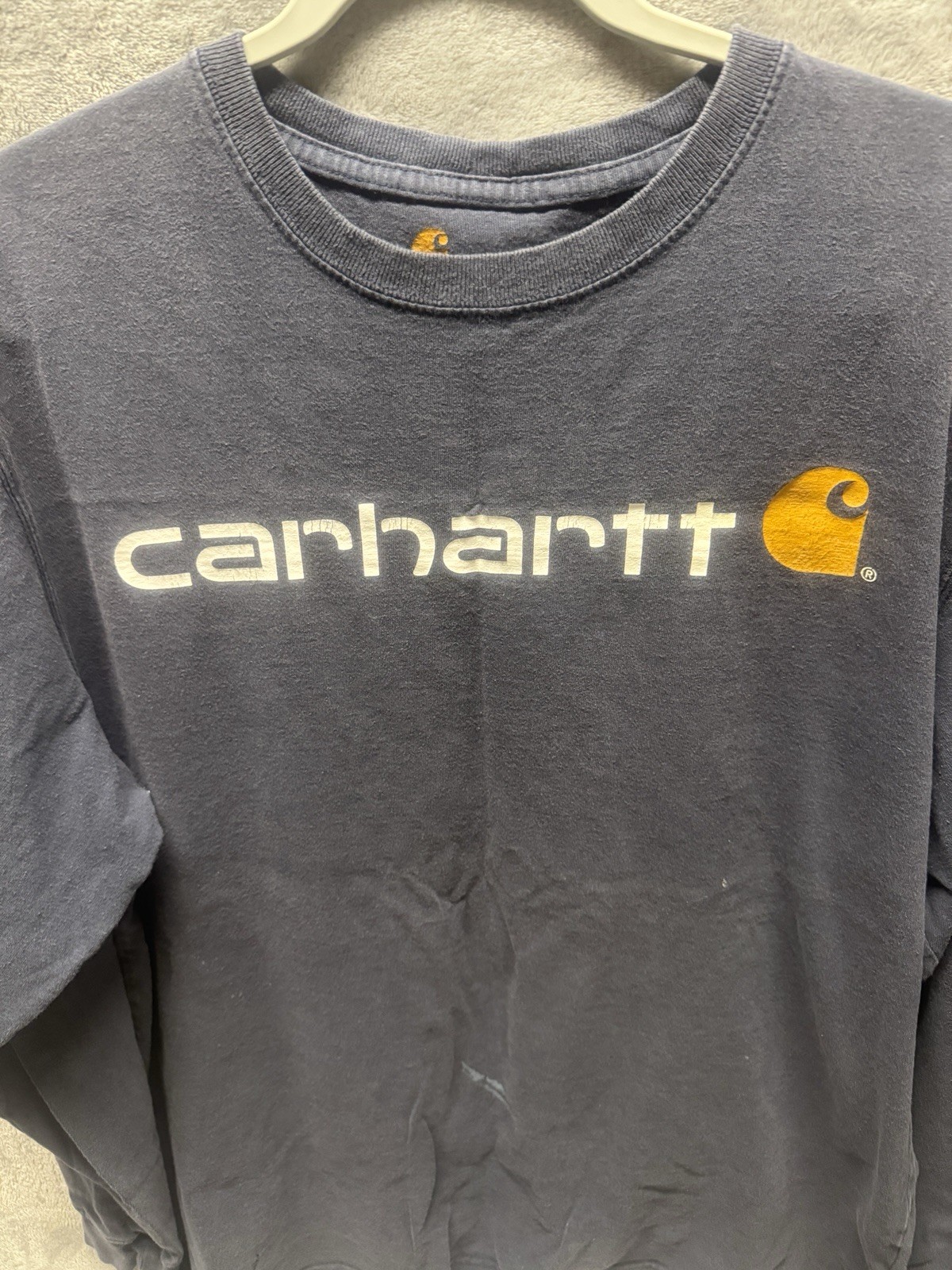 Carhartt Logo Workwear Tee Men’s L Original Fit Worn Distressed