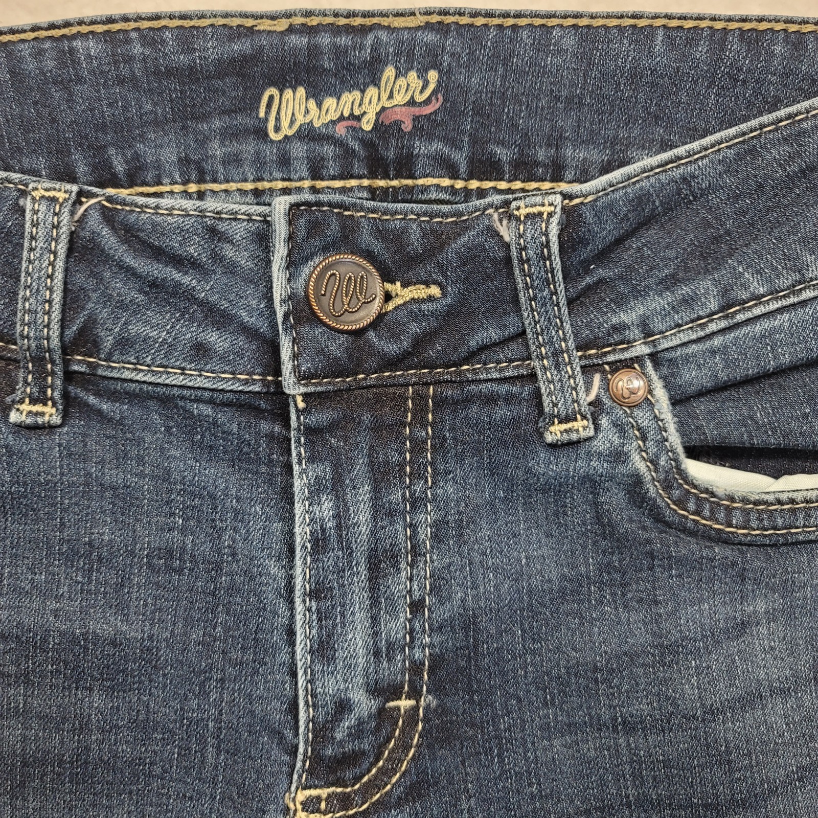 Wrangler 75 Years Flare Leg Blue Denim Bell Bottoms Jean 7X34 (29×31) Cowgirl
