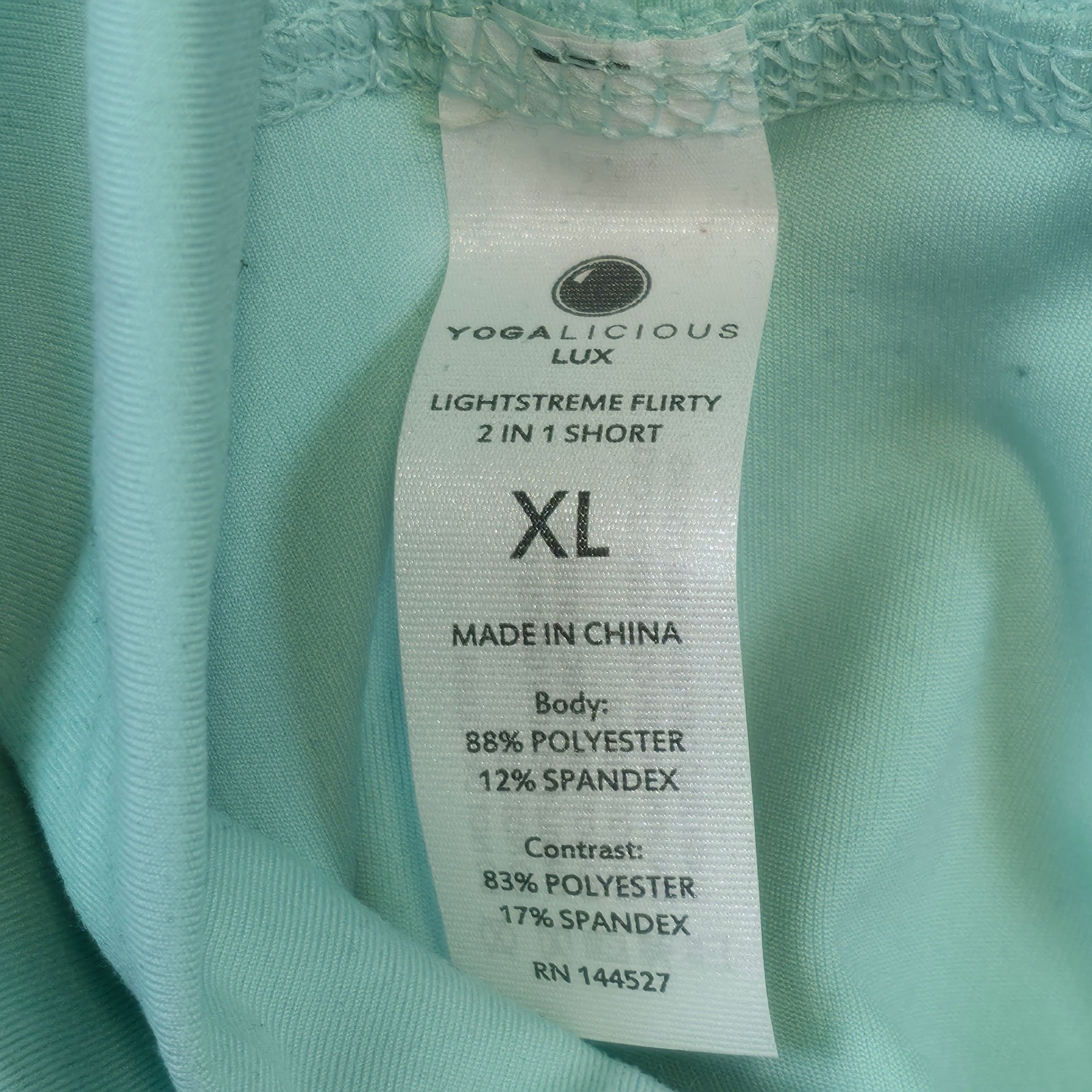 YOGALICIOUS LUX Lightstreme Flirty 2 in 1 Skort Shorts Aqua Teal XL NWT