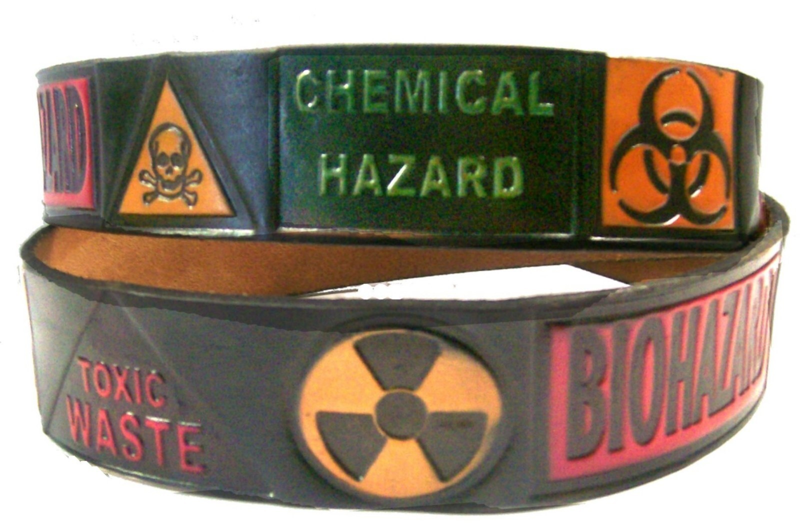 Belt Biohazard Chemical Symbols Toxic Waste Cowhide Leather Made in USA