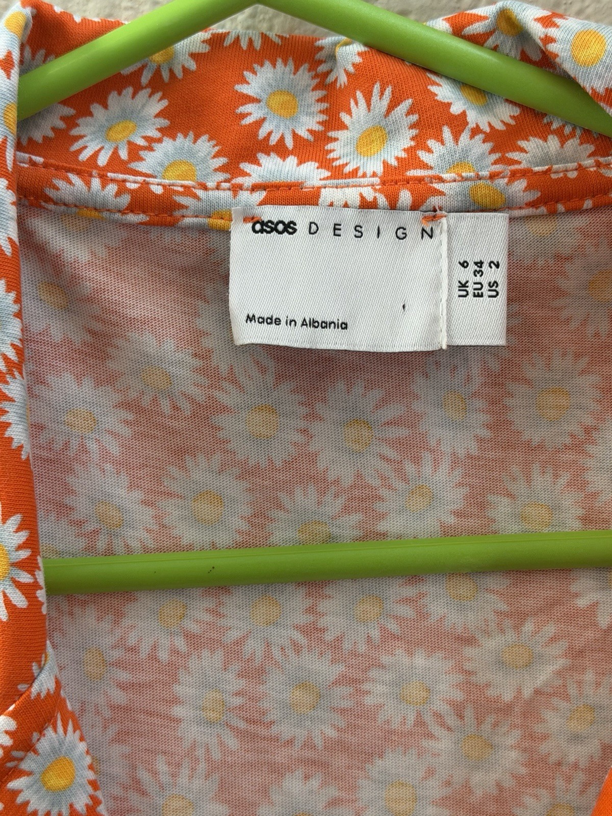 ASOS Design Floral Dress Size 2 Orange With White Flowers Maxi