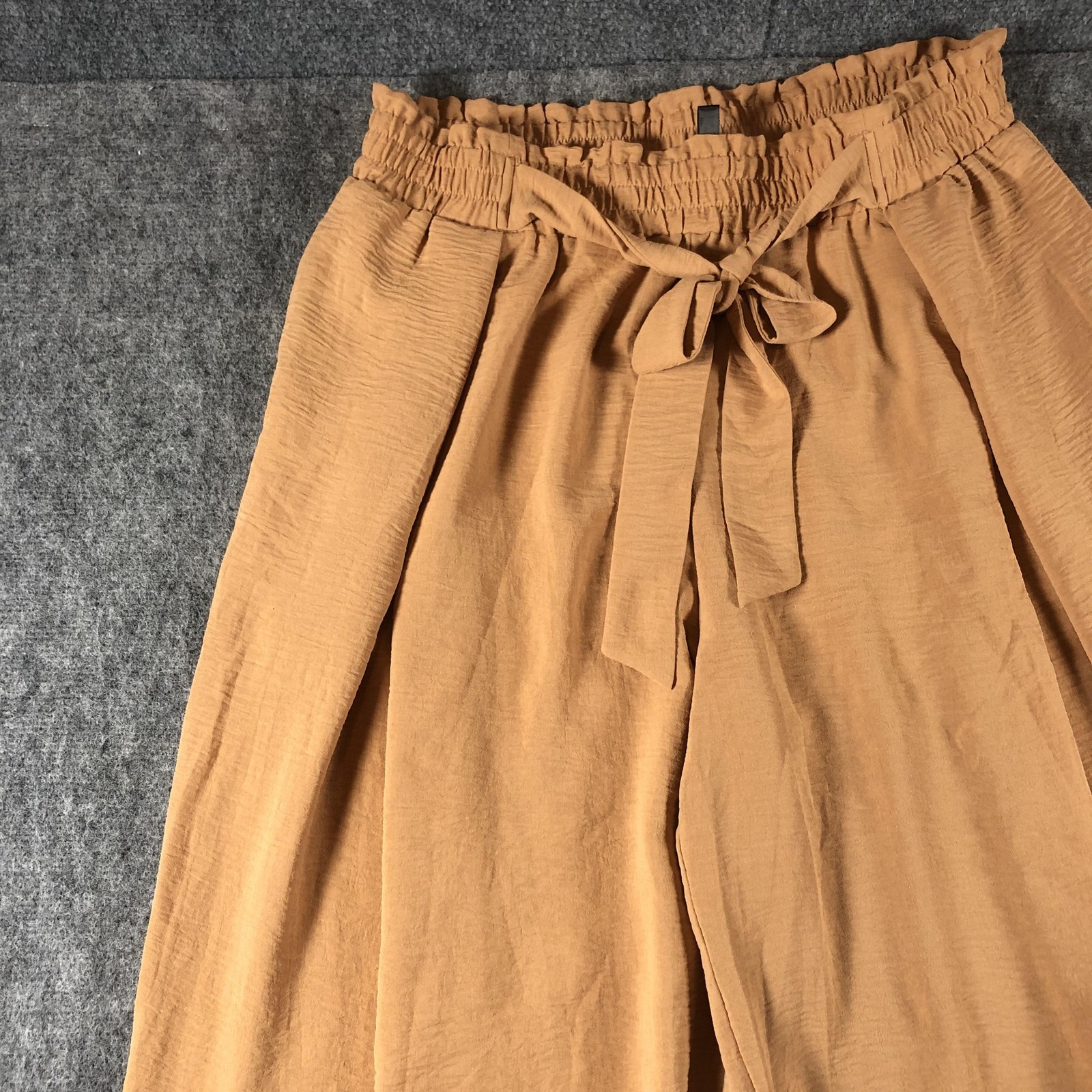 LEPUNUO Pants Womens XXL Beige Paperbag Wide Leg Belted Casual