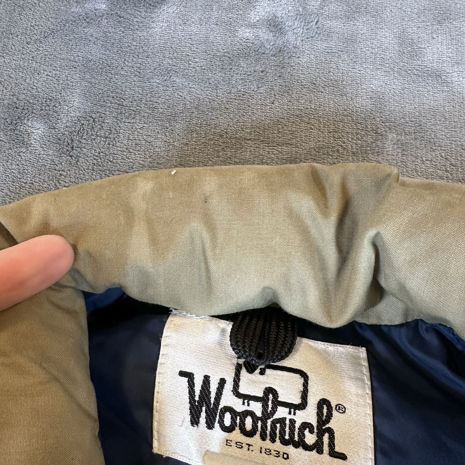 READ Vintage Woolrich Jacket Mens M Beige Goose Down Puffer Winter Coat Parka