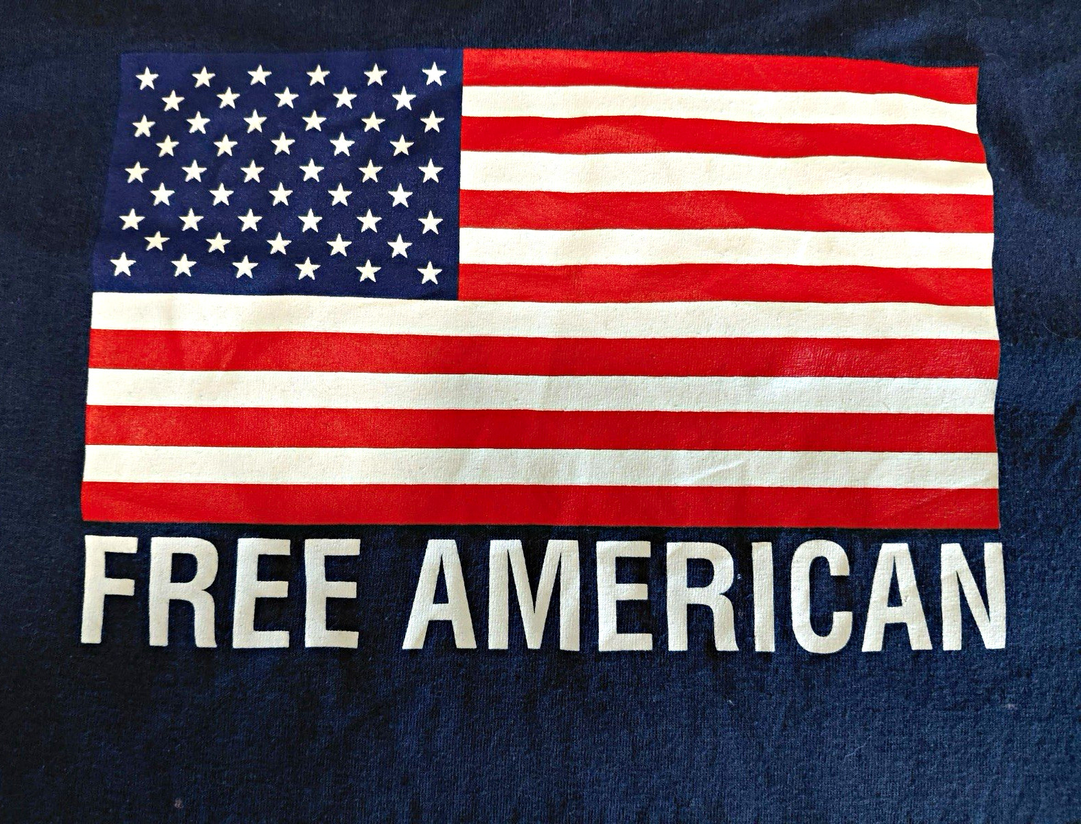 Port & Company Free American USA Flag Graphic Men’s T-Shirt L Blue Crew Neck