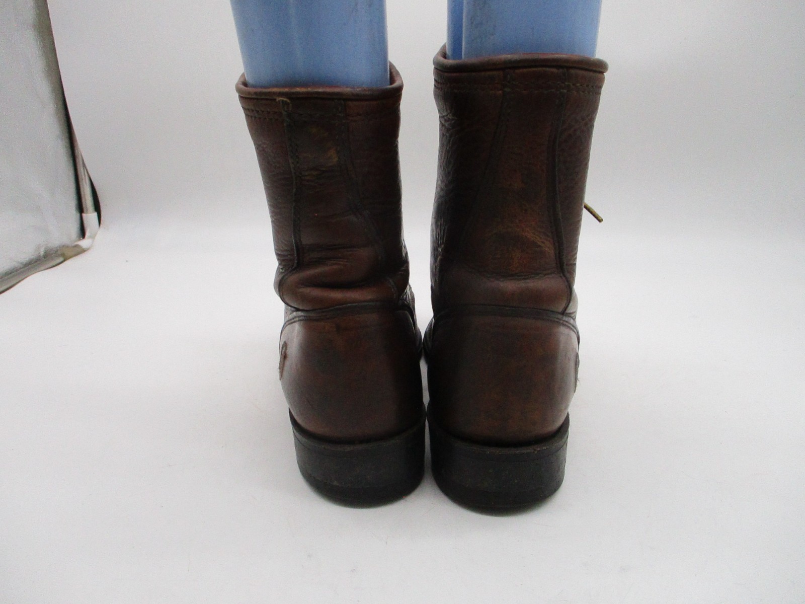 Double-H Brown Leather Lacer Kiltie Western Boots Womens Size 8 M Style 9302