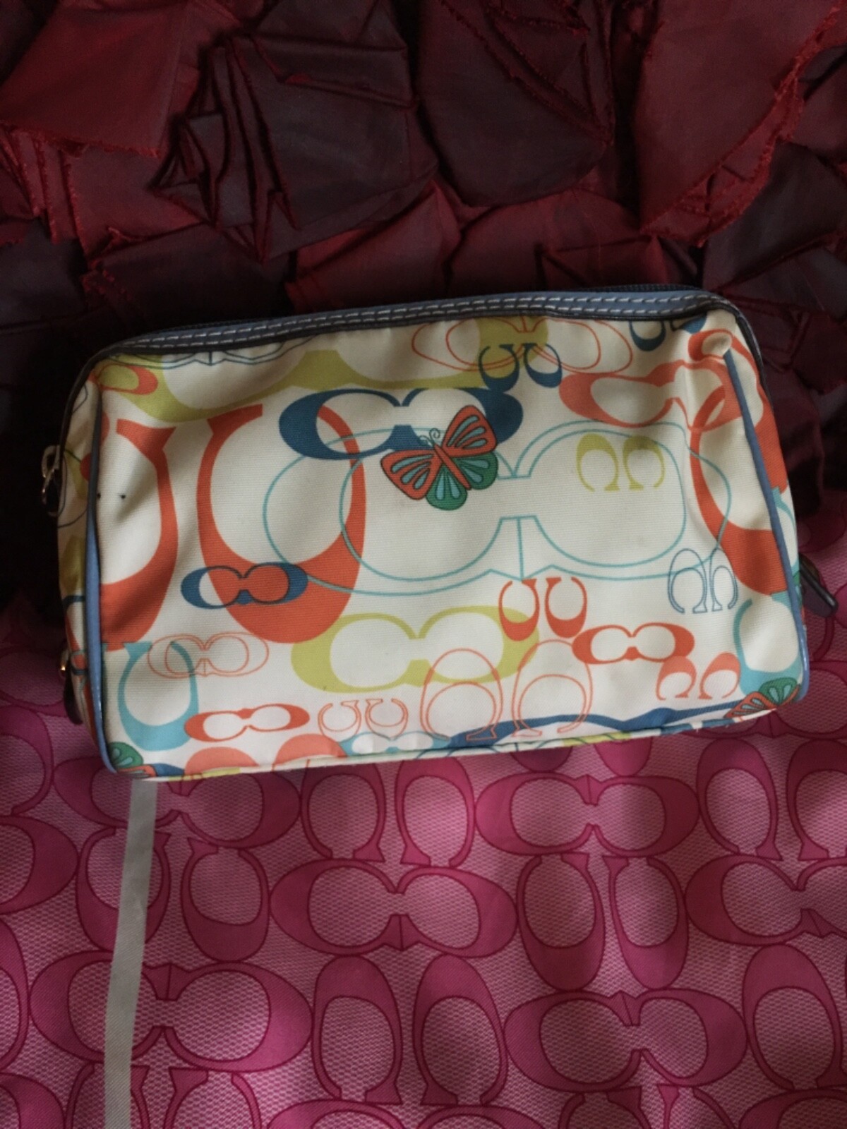 Coach Ashley CC monogram Multicolored make up/larger phone pouch. Barely used