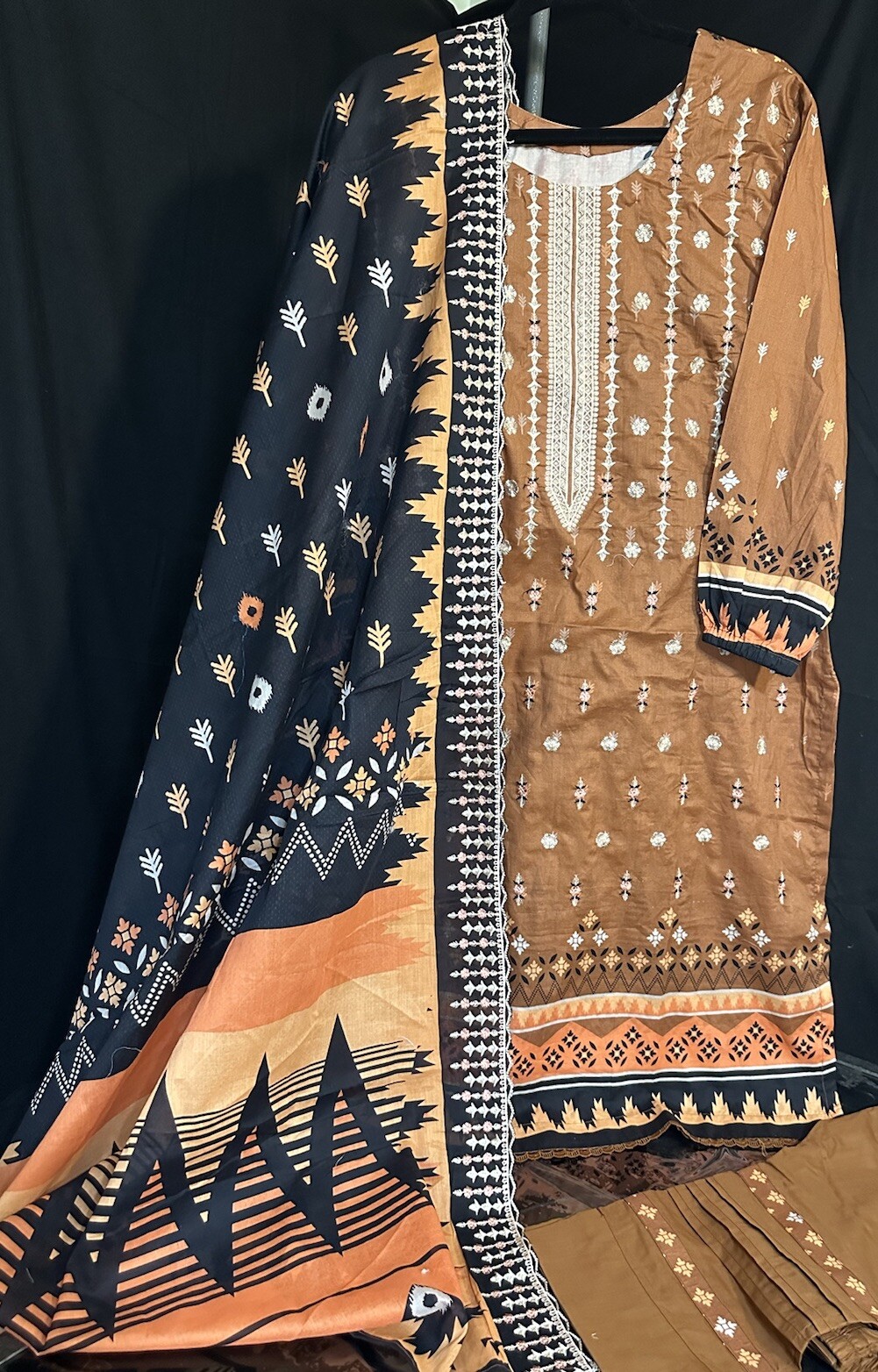 Beautiful Lawn Cotton Suit For Summer, Emb Shirt And Emb Dupatta- Large – $35