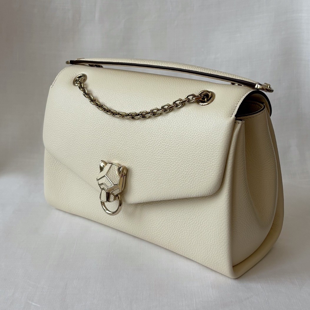CARTIER Panthère Graphique Small Bag Cord Beige Handbag Purse Italy EXCELLENT