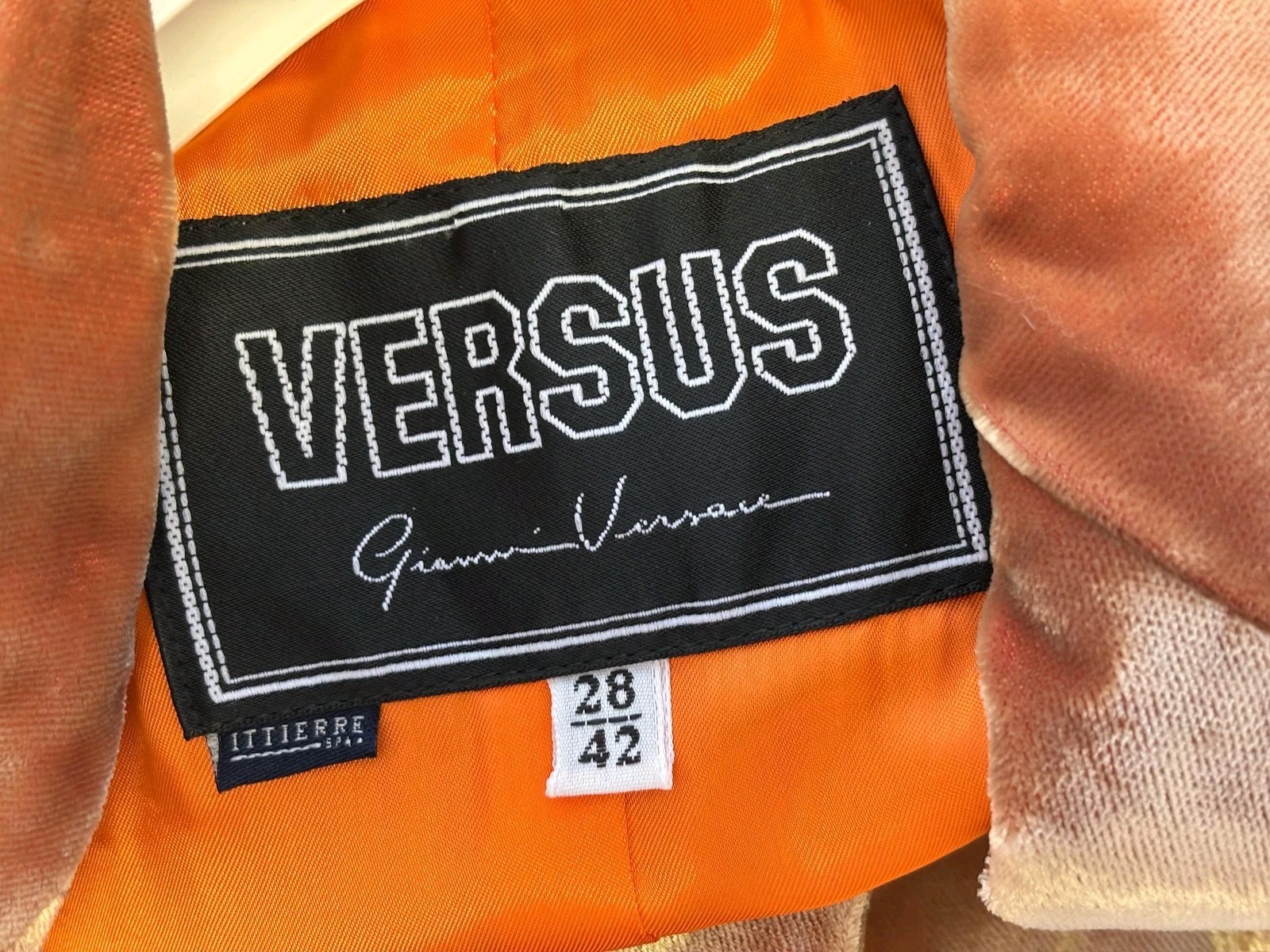 Vintage Versus Gianni Versace Blazer Womens 42 Orange Velvet Made Italy 90s