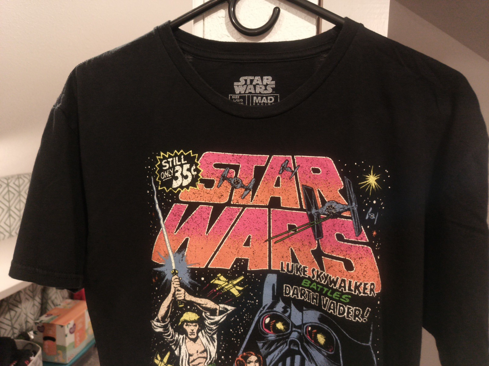 Star Wars Comic Promo TShirt Adult L Black Mad Engine Luke Skywalker Darth Vader