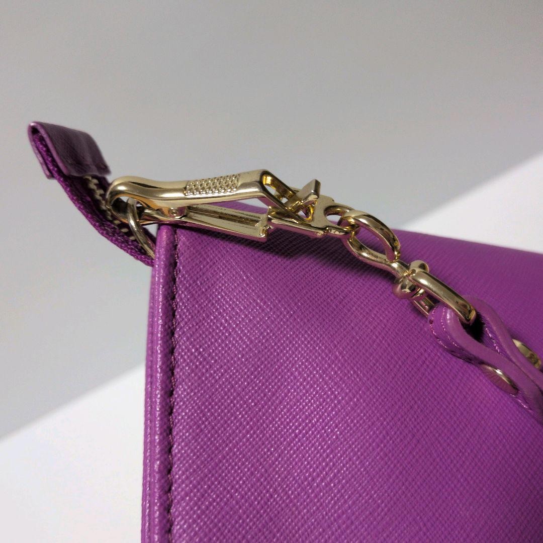 Vivienne Westwood Saffiano Leather Shoulder Bag Orb Purple Square 20cm #FH ZCA
