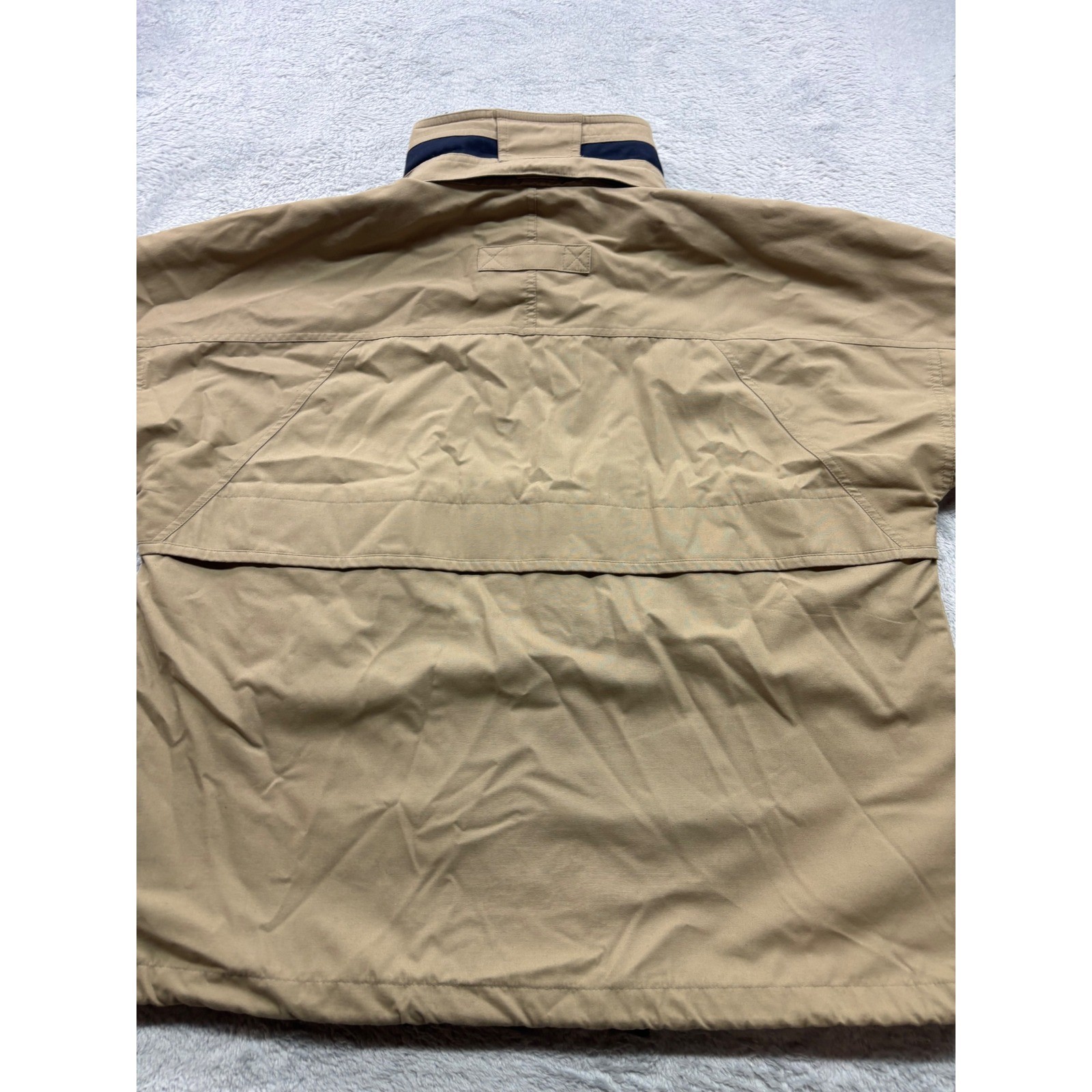 Roundtree & Yorke Outdoors Mens Large Khaki Tan Full Zip Jacket Stowaway Hood L