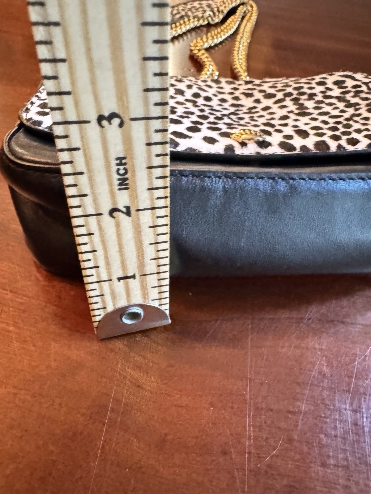 Juicy Couture Black Label Black & White Animal Print Flap Crossbody Gold Chain