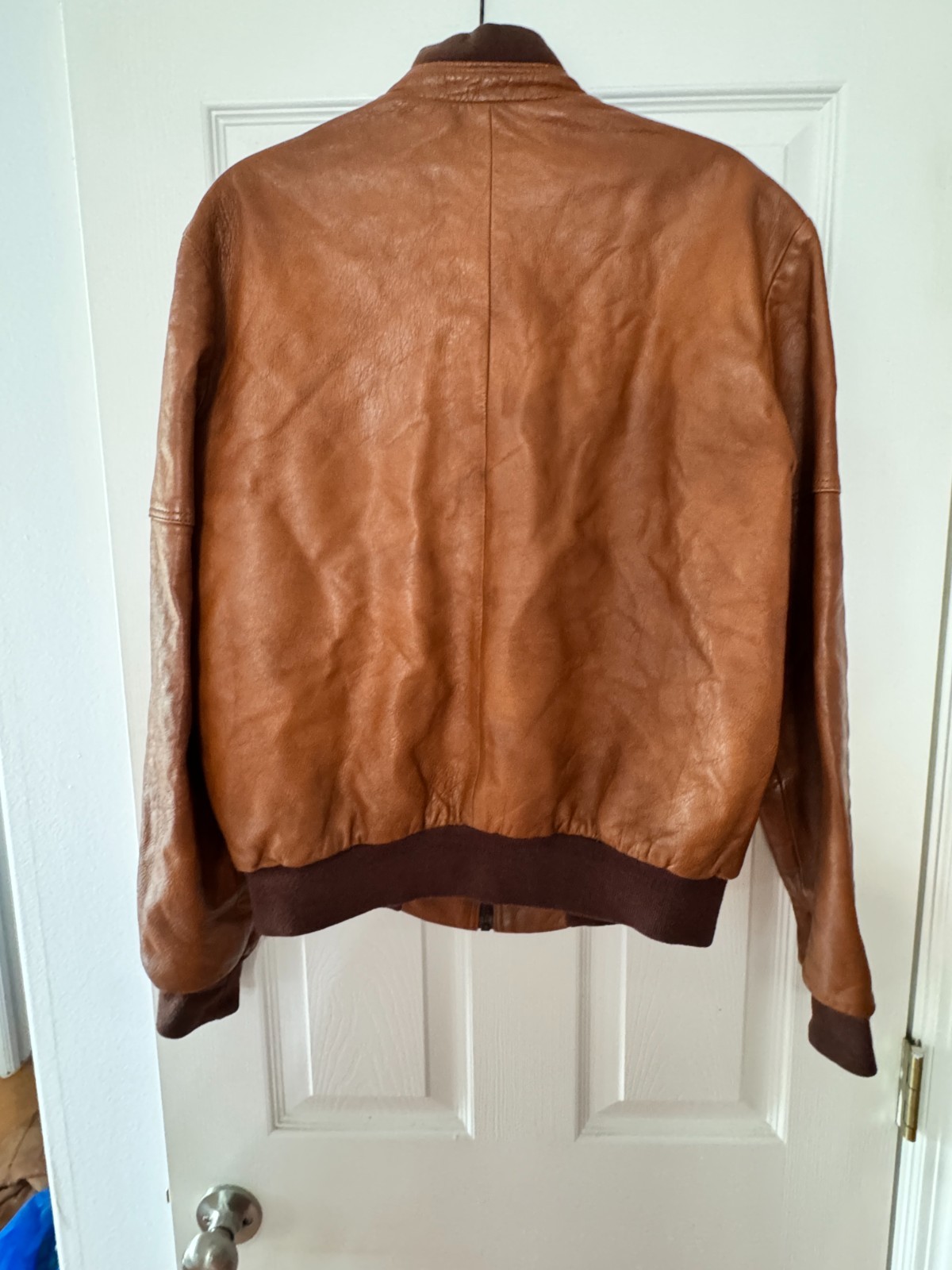 VINTAGE LEATHER PORSCHE JACKET ZIP UP THE LEATHER WORKS CALIFORNIA 21.5″x27.5″