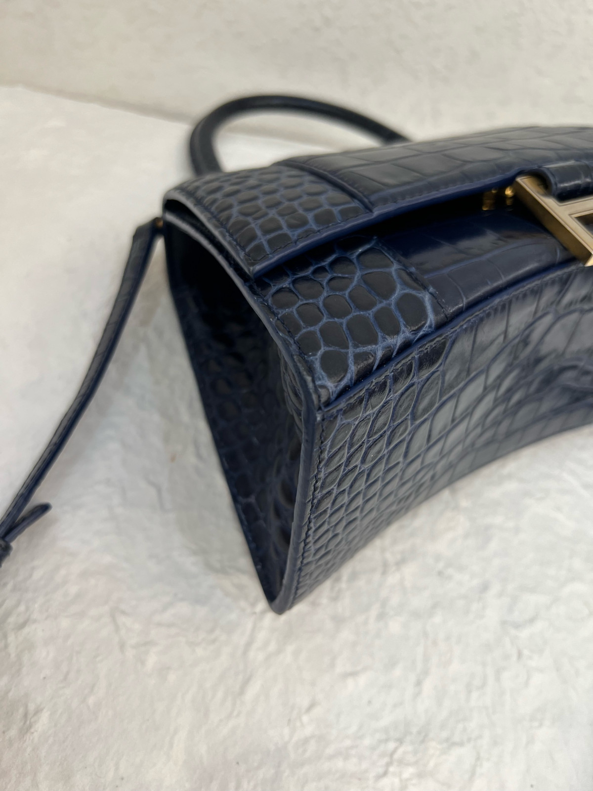 Authentic Balenciaga Hourglass Top Handle Bag S Crocodile-embossed Leather Top