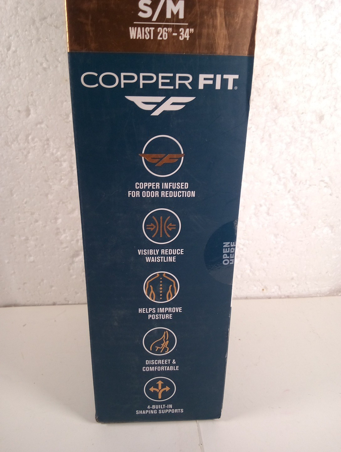 New – COPPER FIT Core Waist Belt Trainer Shaper Women Beige S/M Waist 26″-34″