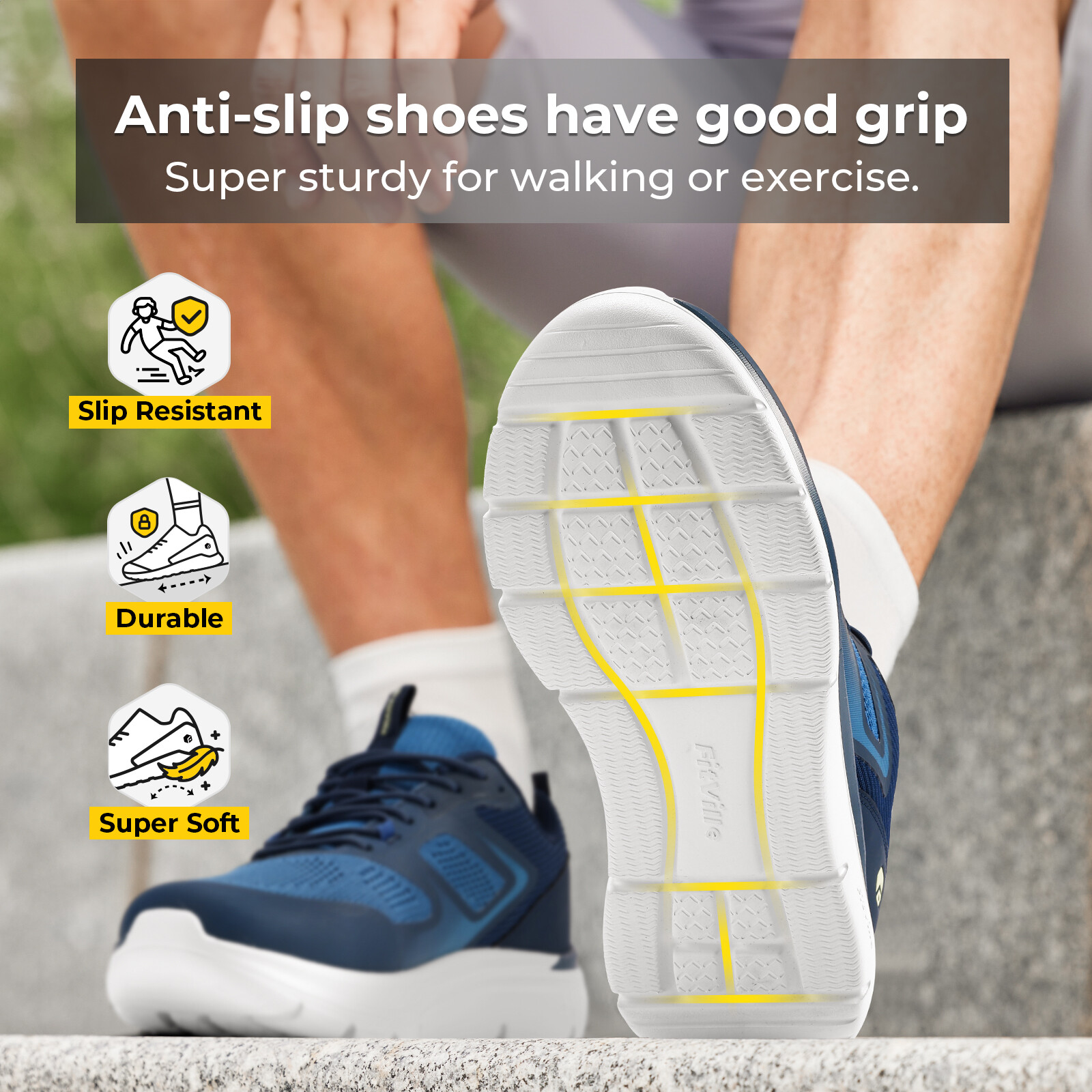 FitVille Mens Walking Shoes Lightweight Extra Wide Sneakers Cushioned Breathable