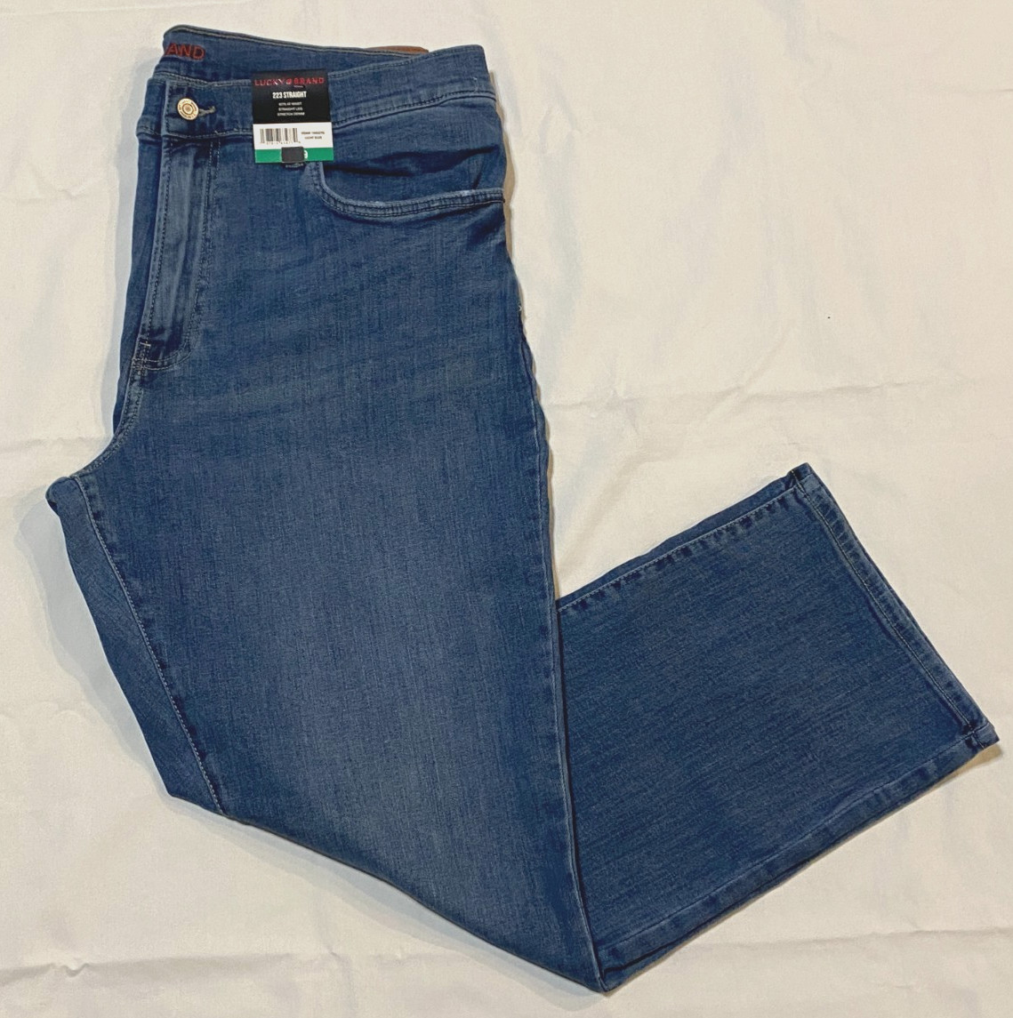 NWT MEN’S LUCKY BRAND 223 Straight Leg JEANS, Stretch Denim Light Blue -38×29