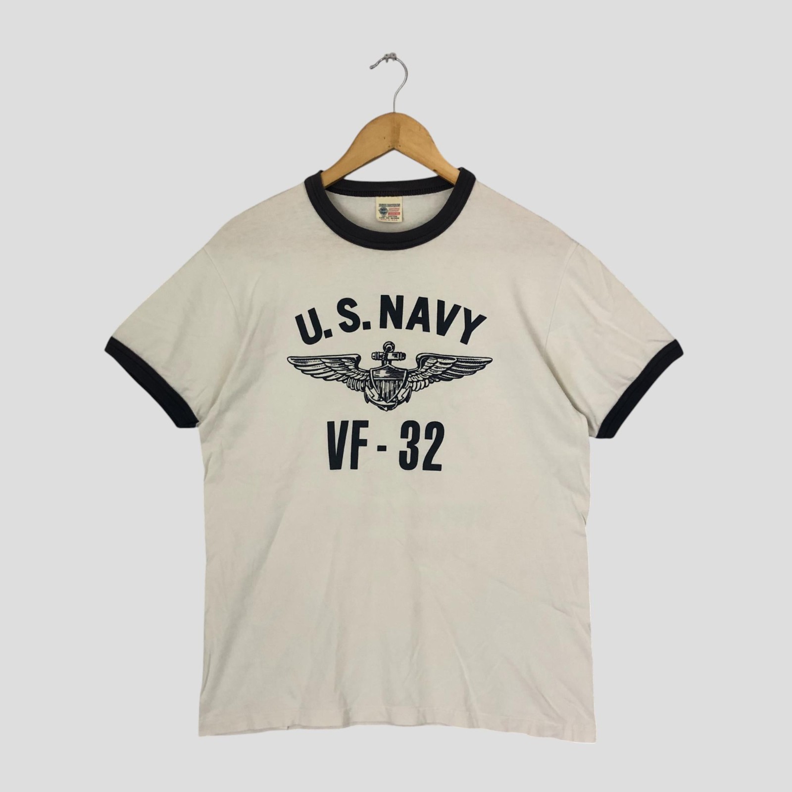 Buzz Rickson Us Navy T shirt USN VF 32 Swordman Tomcat Military Army Ringer Tee