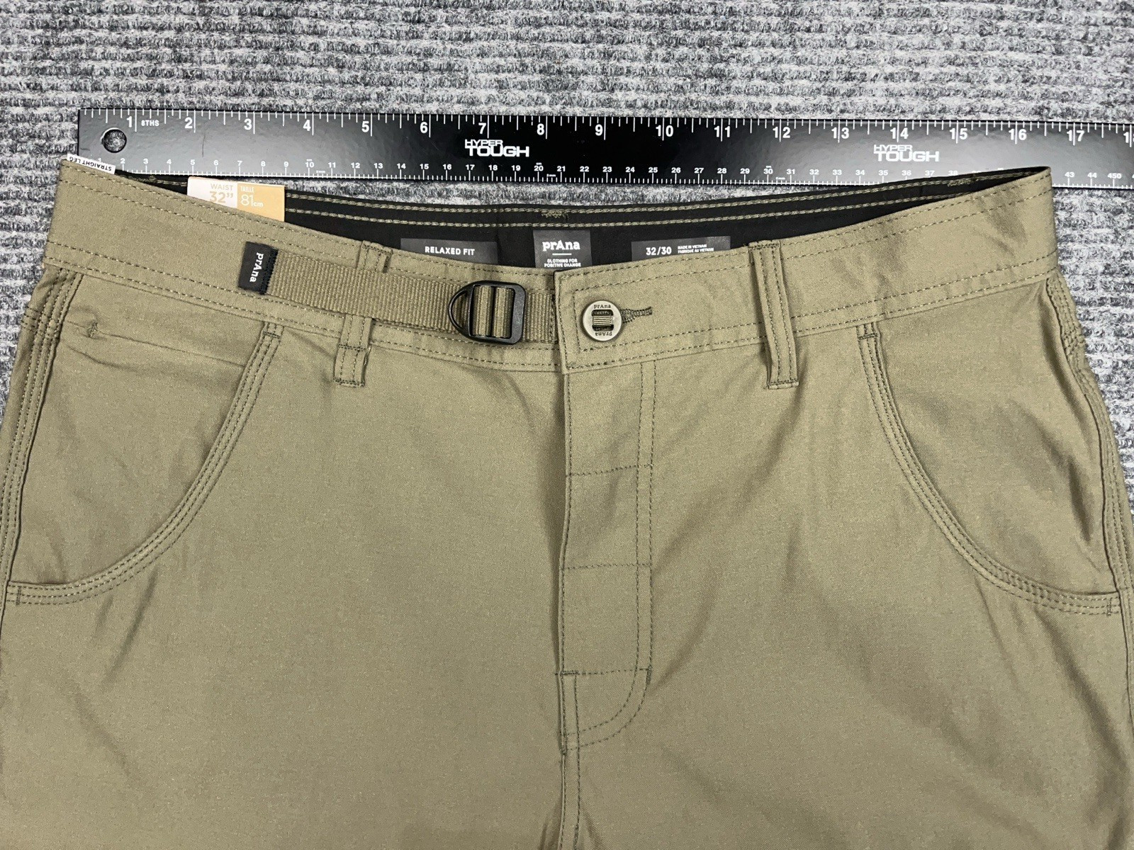 PrAna Stretch Zion Pant Green Men’s 32×30 Straight Fit Cargo Roll UP Olive NWT
