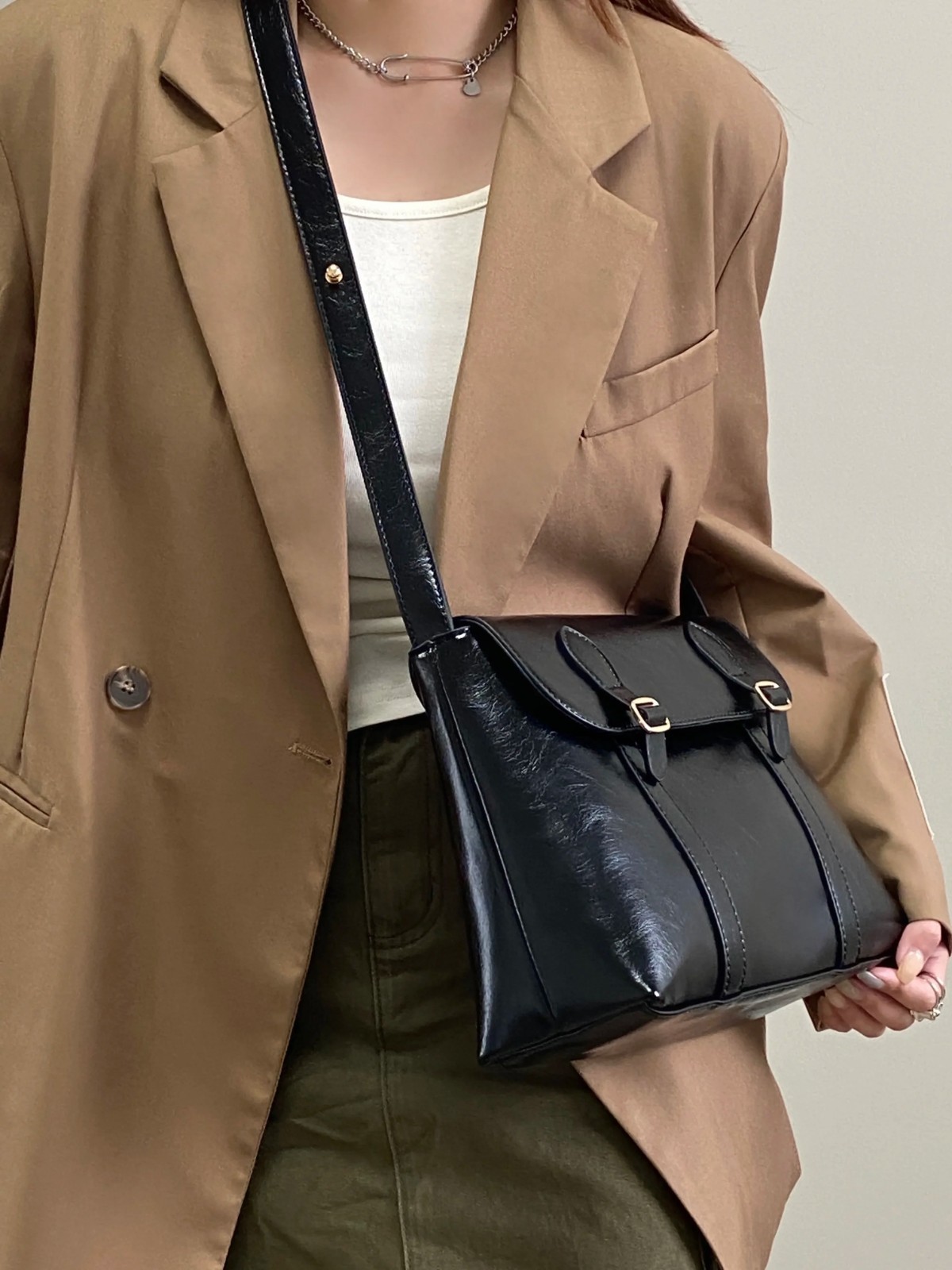 Vintage Leather Satchel Bag Retro Dark Academia Shoulder Purse Japanese JK Style