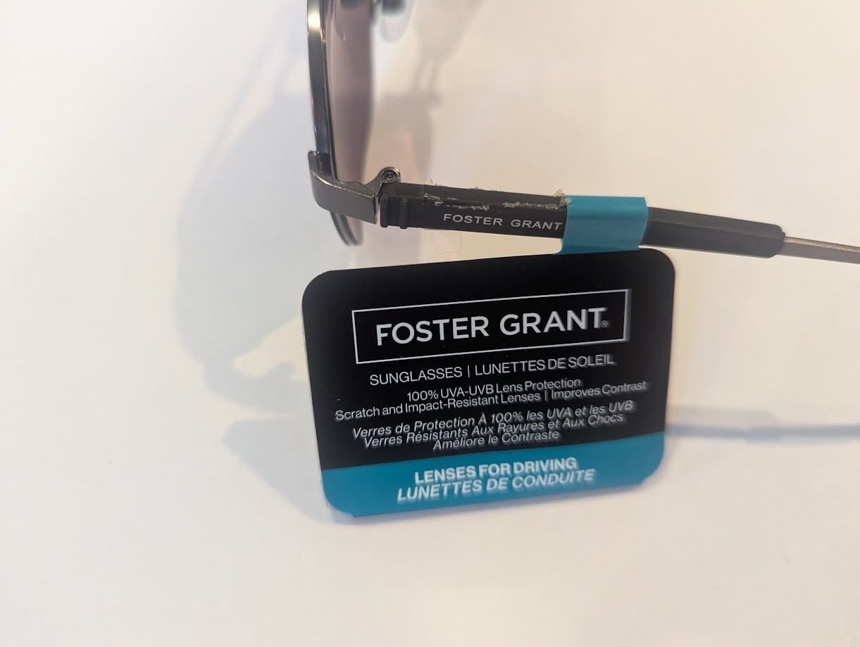 Foster Grant Gunmetal Gray & Black Sunglasses for Driving 100% UVA/UVB