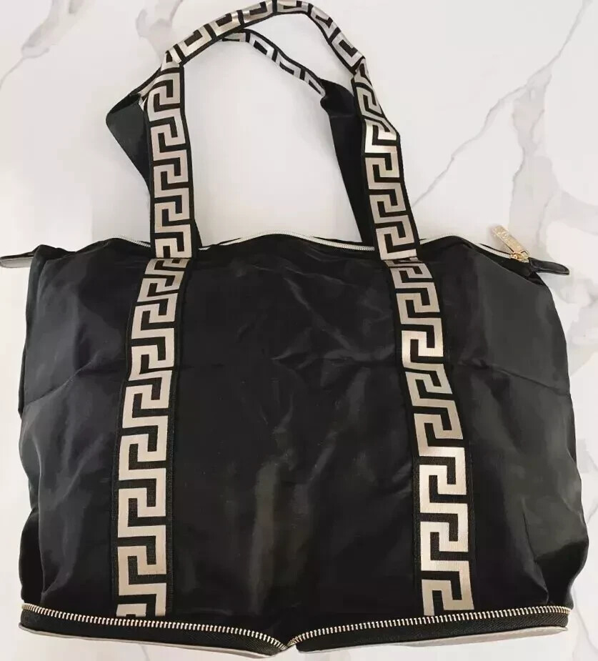Versace Bag Black Gold Folding Tote Bag Shoulder Beauty Promo Womens NEW