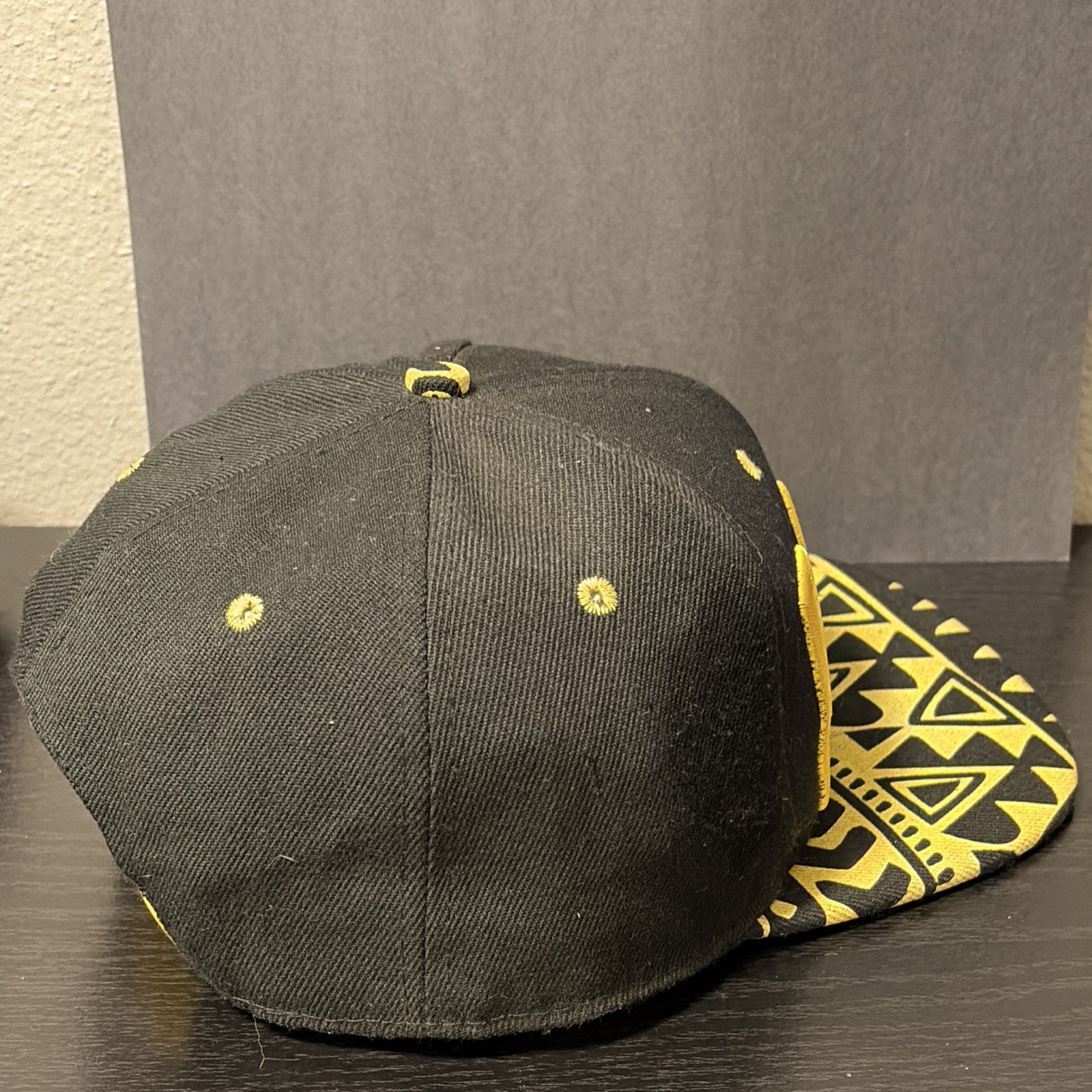 DOPE Black Yellow Geometric Brim Snapback Cap Adjustable Unisex Hip Hop