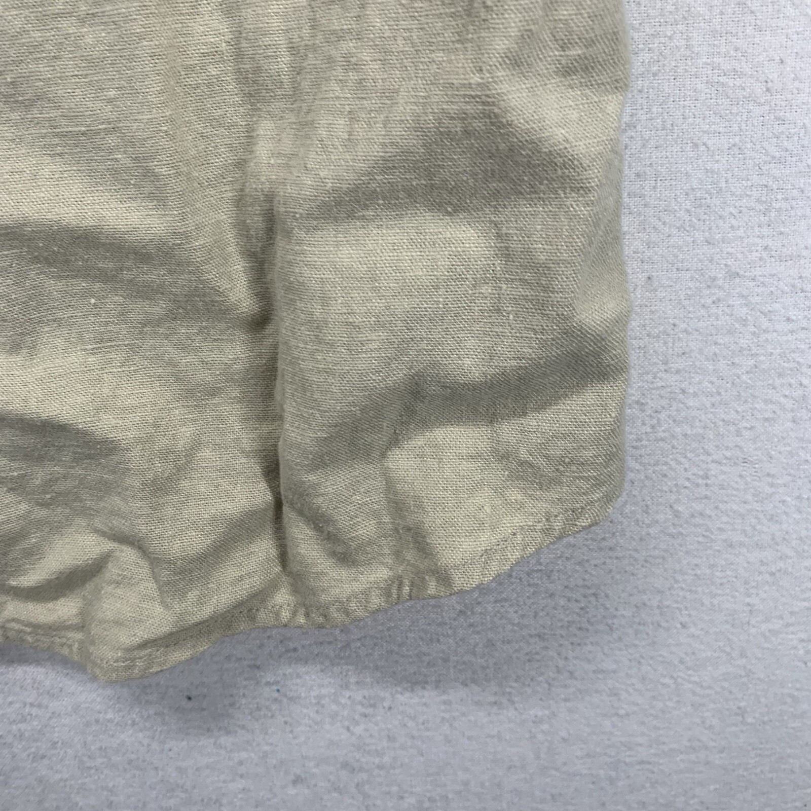 Women’s 16W Button Down Collar Top Linen Cotton Natural Neutral Earthy Pockets