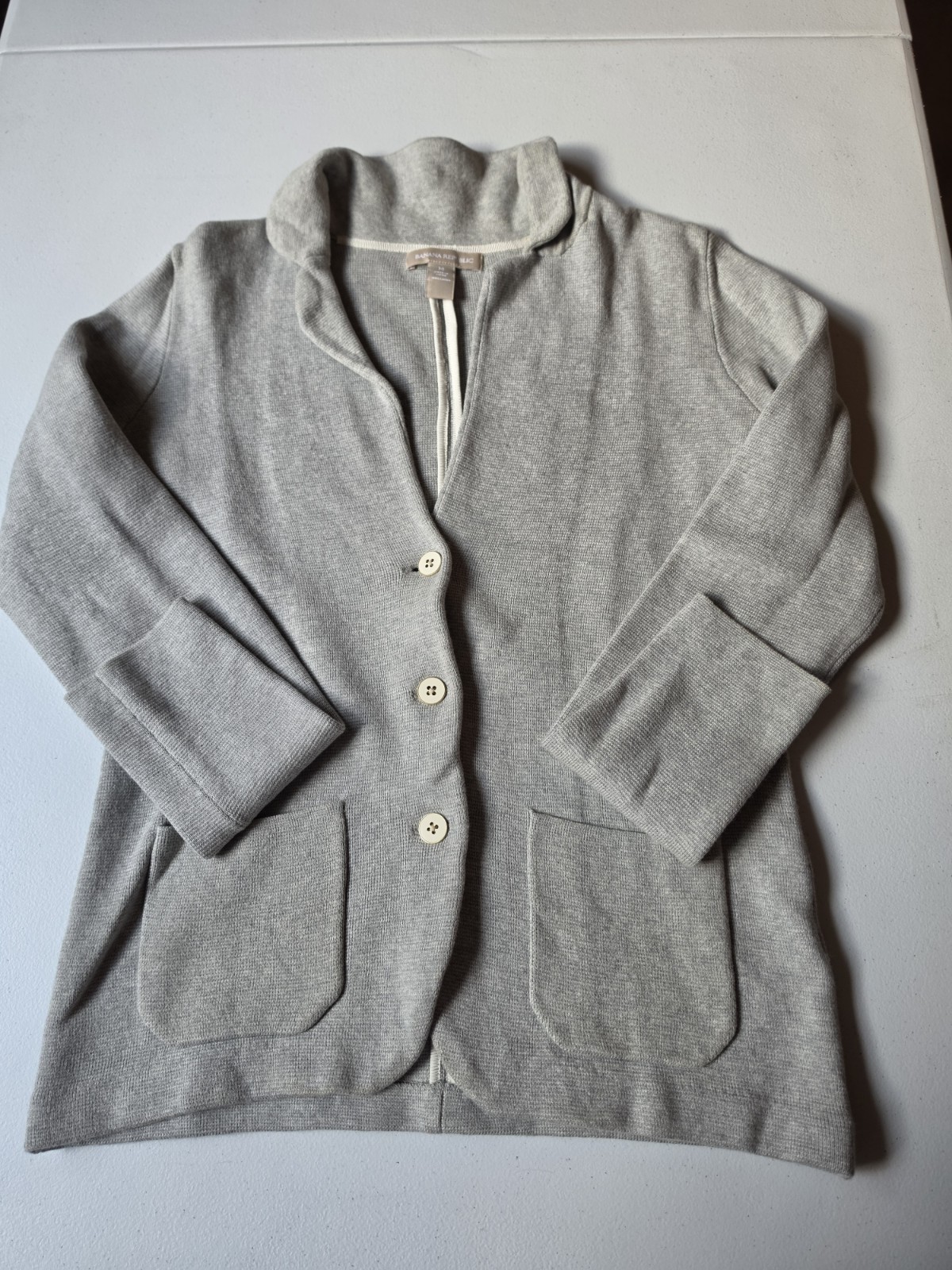 Banana Republic M Womens Knit Collared Button Front Cardigan Sweater Gray