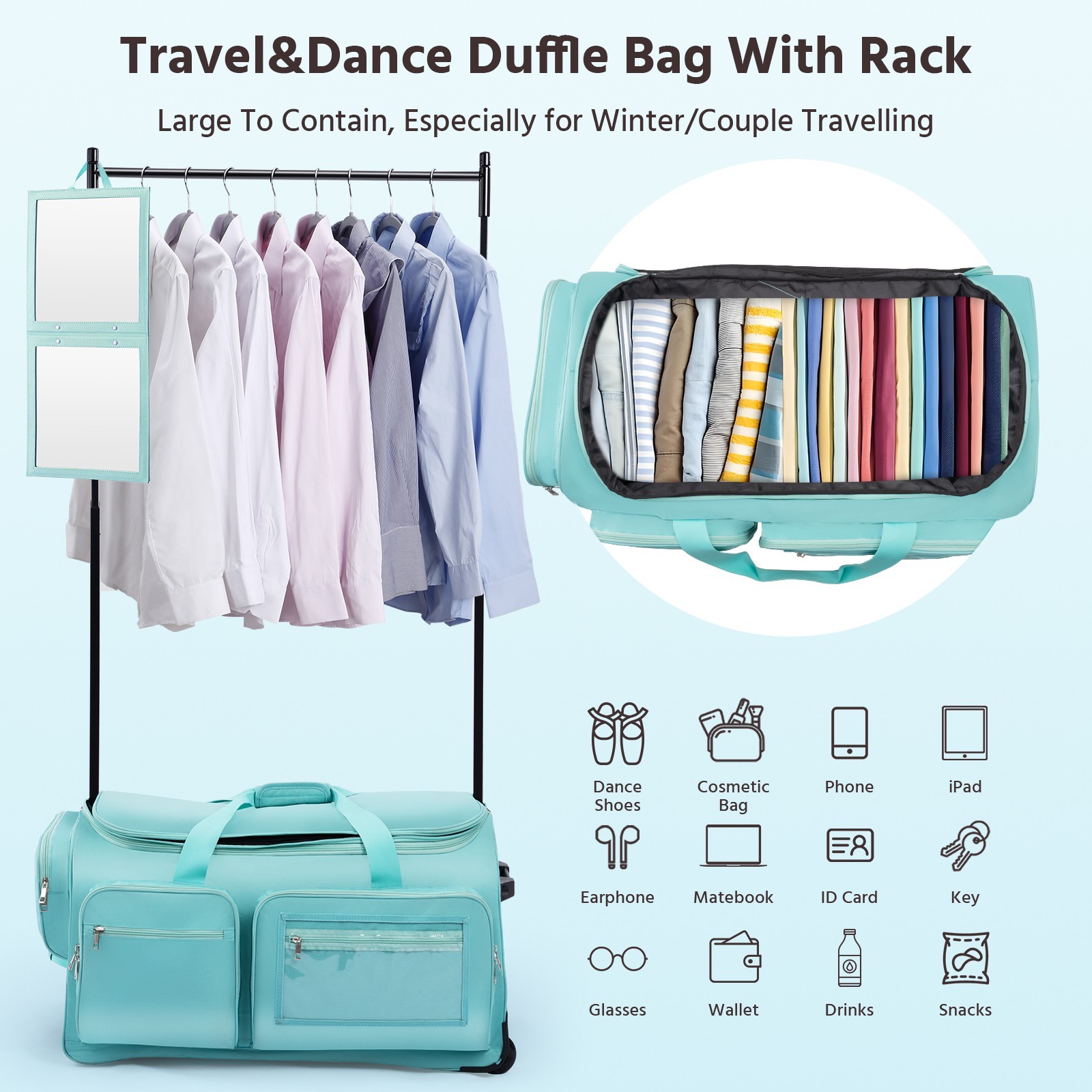 Remeit Dance Bag with Garment Rack 28″ Dance Costumes Rolling Garment Bags Kids