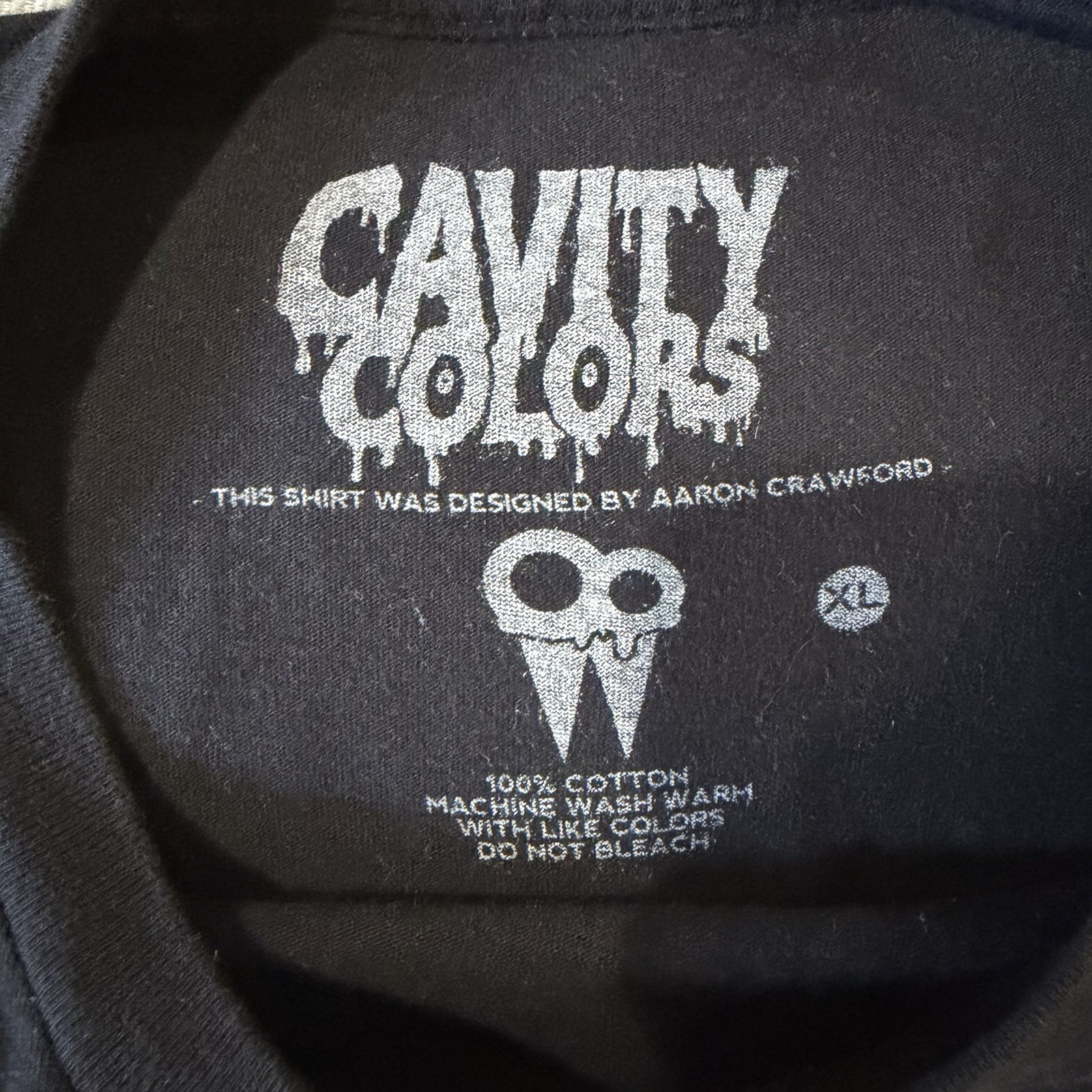 CAVITY COLORS Orange Monster Black Tshirt Size XL Artist Aaron Crawford