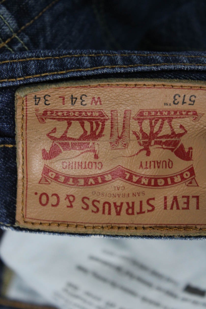 Levis Womens Cotton Zip Button Lined Straight Leg Denim Jeans Blue Size EUR 34