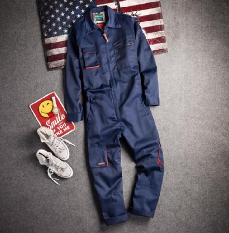 Long Sleeve Jumpsuit Mens Japanese Retro Cargo Loose Fit Casual Romper Suits
