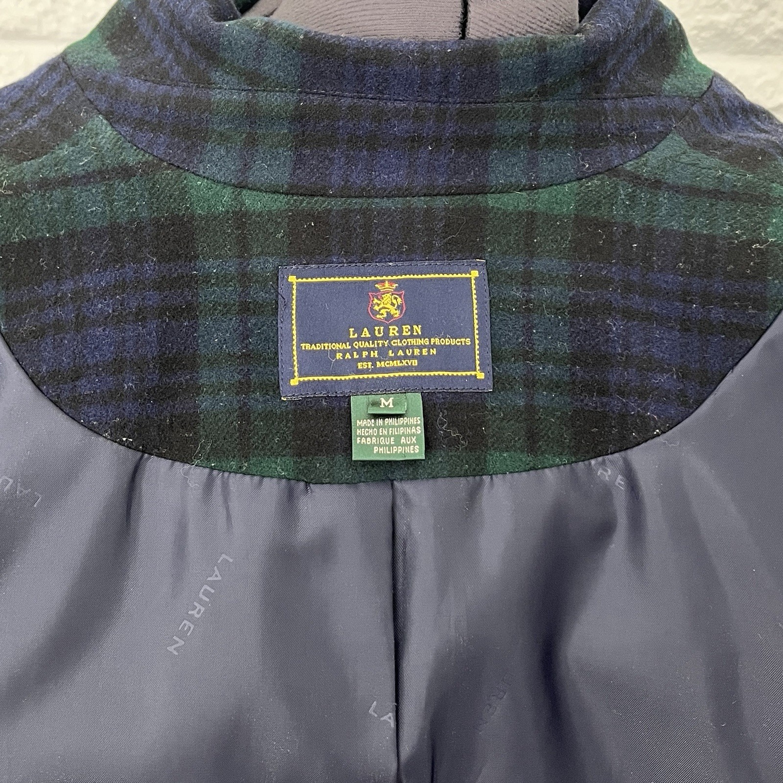Vintage Ralph Lauren Wool Cashmere Blend Blackwatch Plaid Jacket, Size M