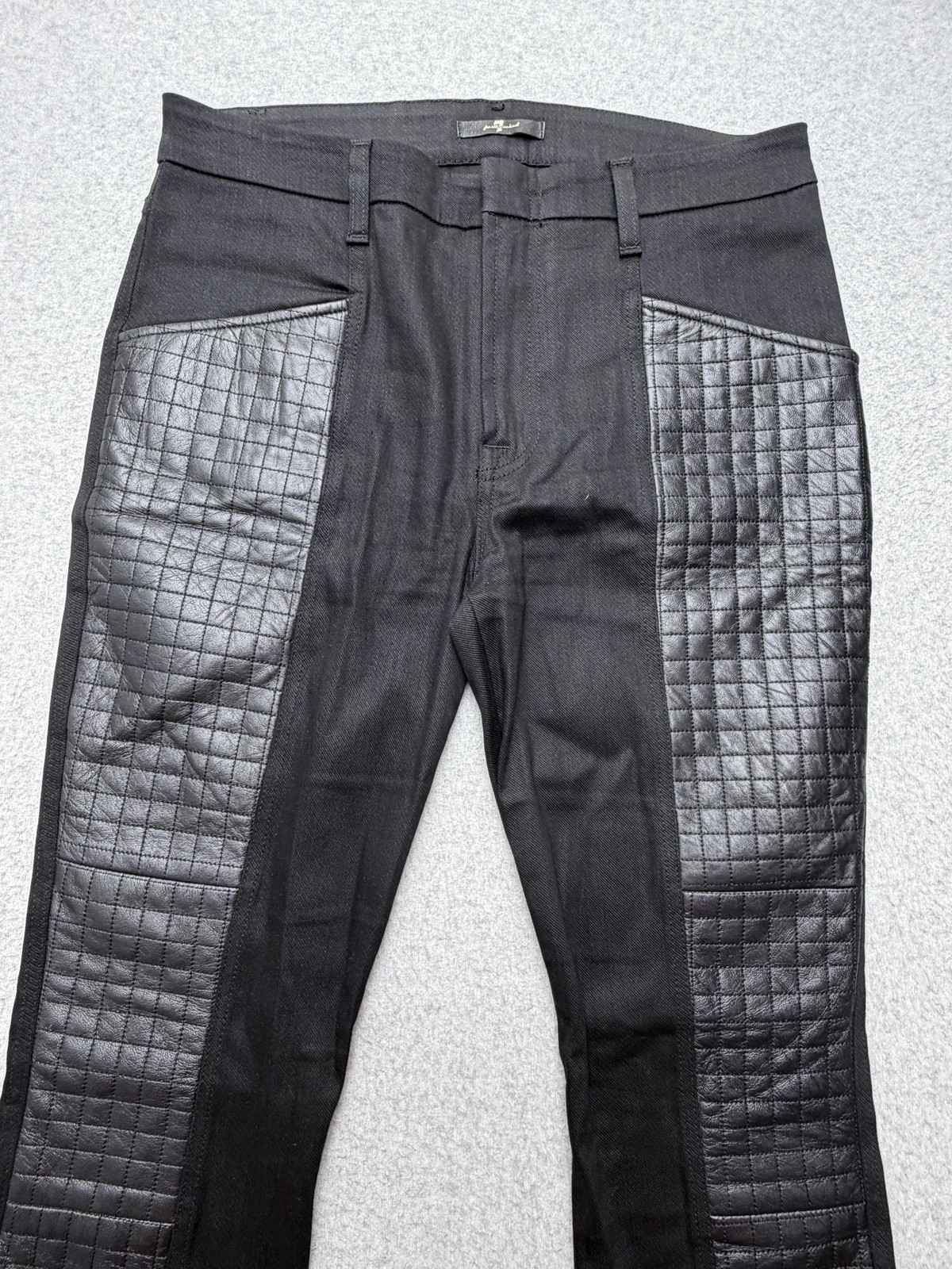 7 For All Mankind Jeans Mens 31×29 Black Skinny Moto Quilted Leather Denim