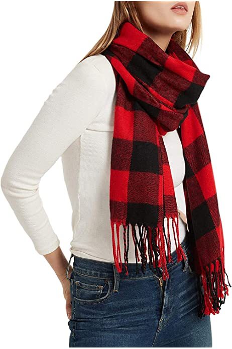 Mens Womens Wool Check Scarf Scotland Made Warm Plaid Wool 100% Cashmere Scarves