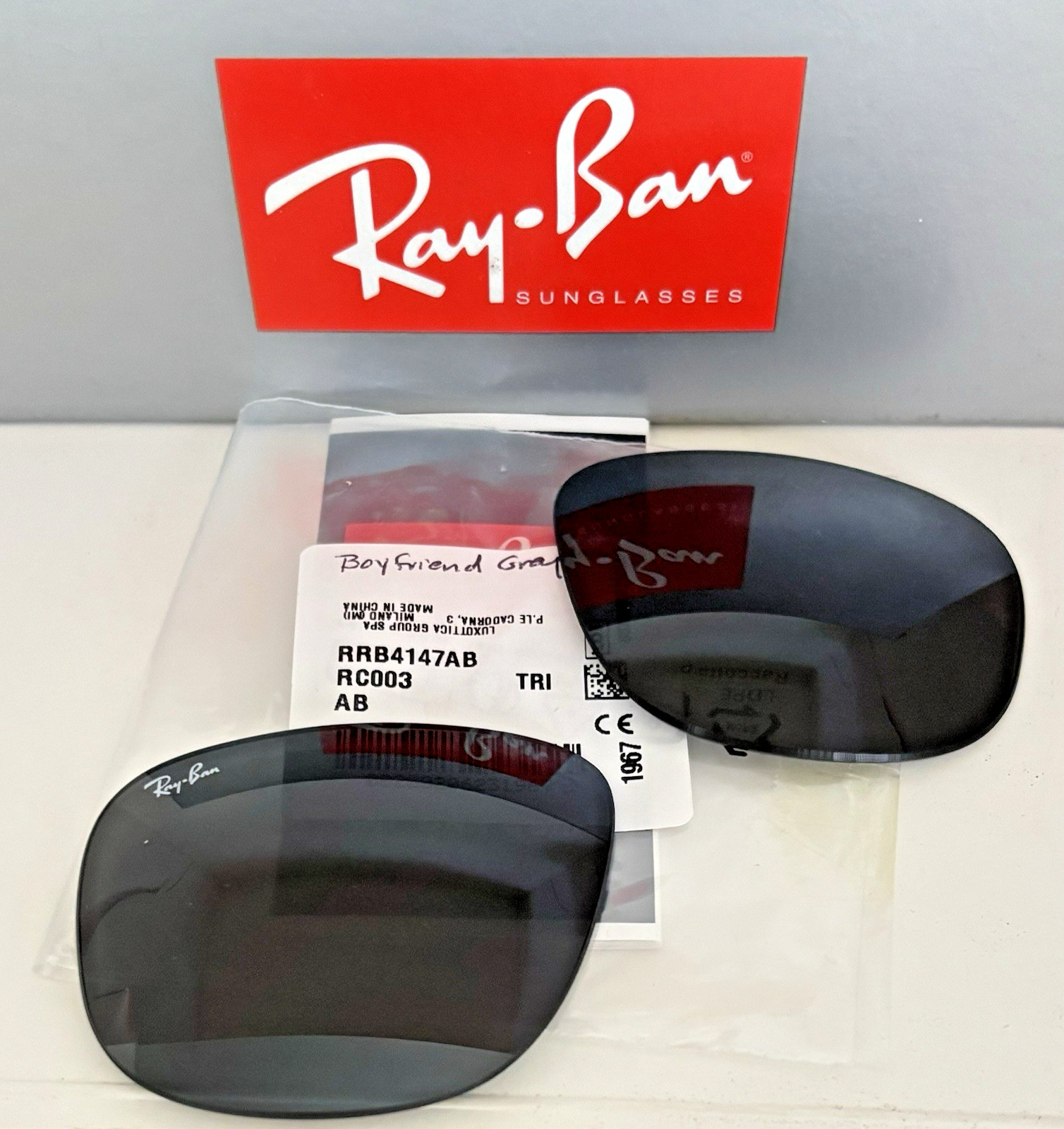 Ray Ban RB4147 Boyfriend Replacement Lens Grey Pair 60mm Genuine NWT