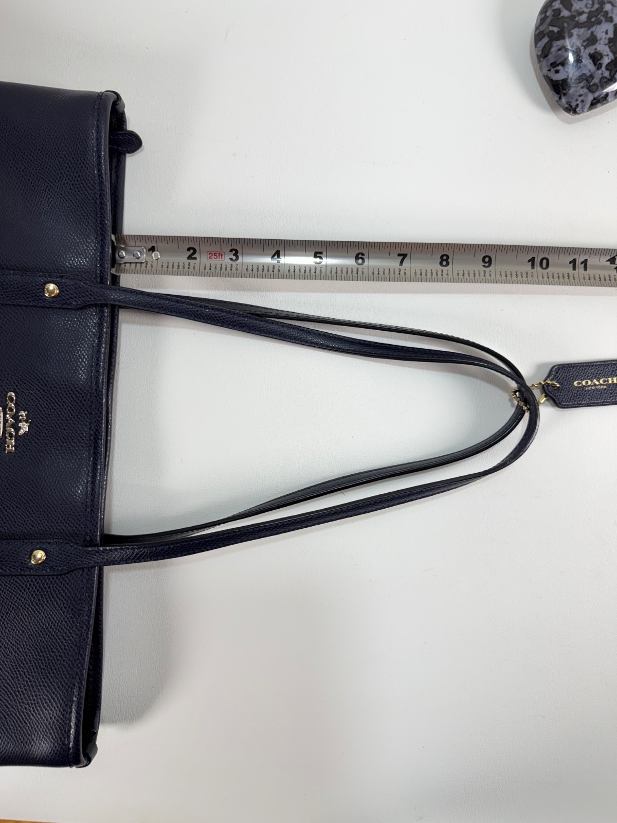 Coach Gallery Tote Bag Navy Blue Crossgrain Leather Gold Hardware F79608