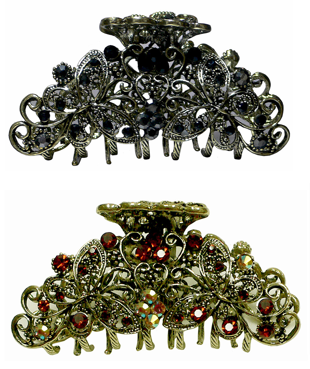 Set of 2 Metal Jaw Claw Clips Butterfly Design Thick hair 2 Color RW86410-6132-2