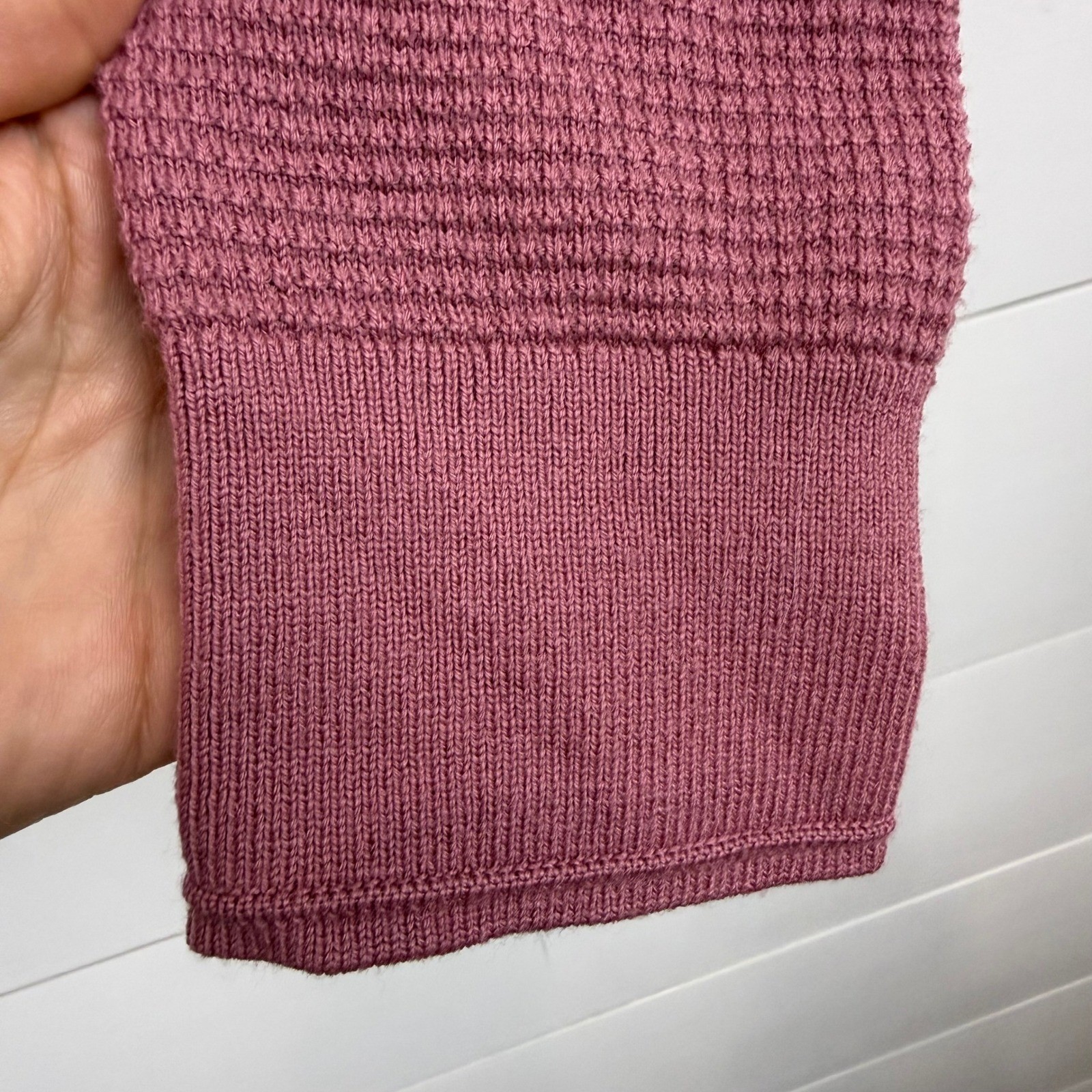 Todd Snyder Men LARGE WAFFLE Knit SWEATER Merino Wool LIGHTWEIGHT Dusty Mauve