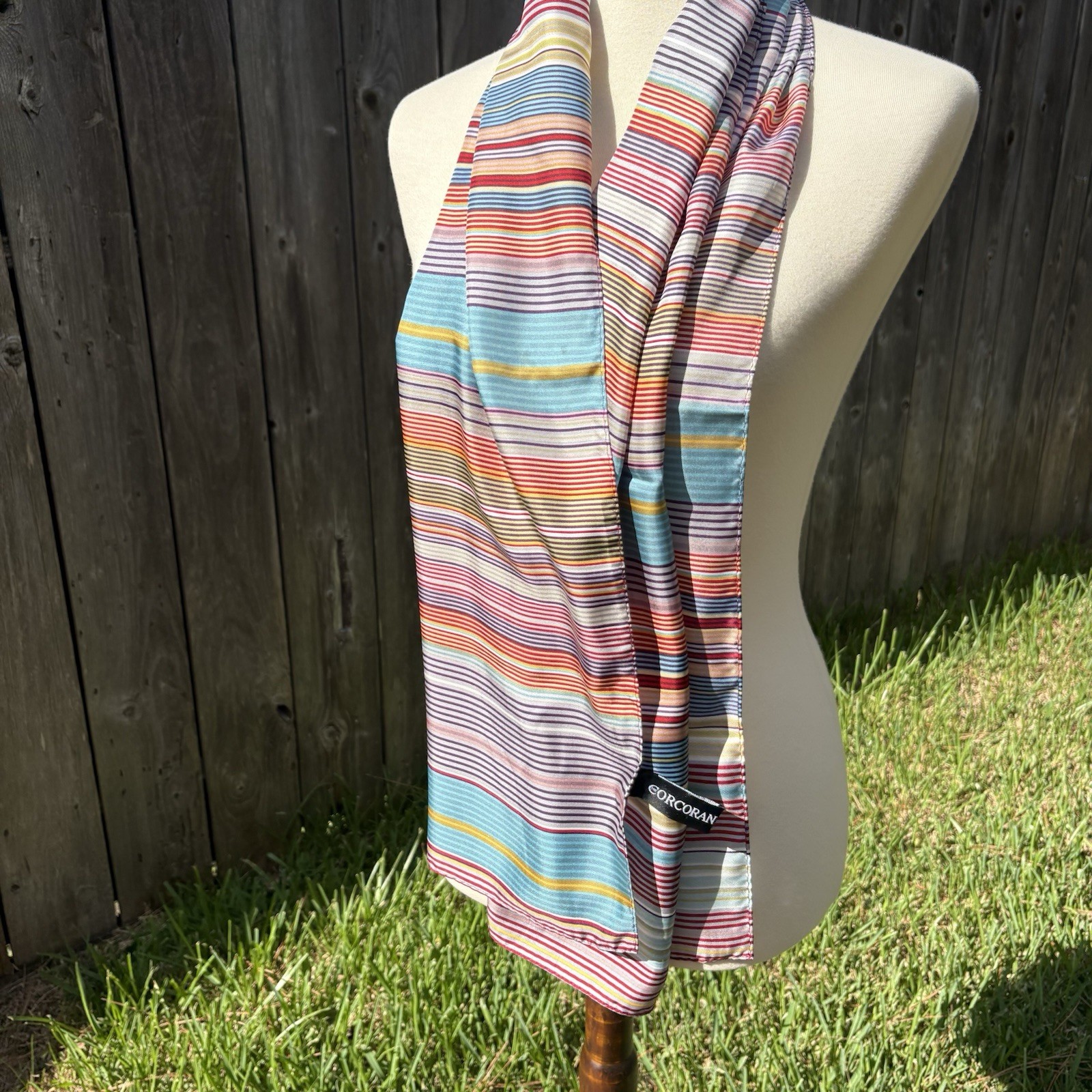 Vintage Corcoran Gallery Silk Scarf Gene Davis Stripe Color Field Pop Art Long