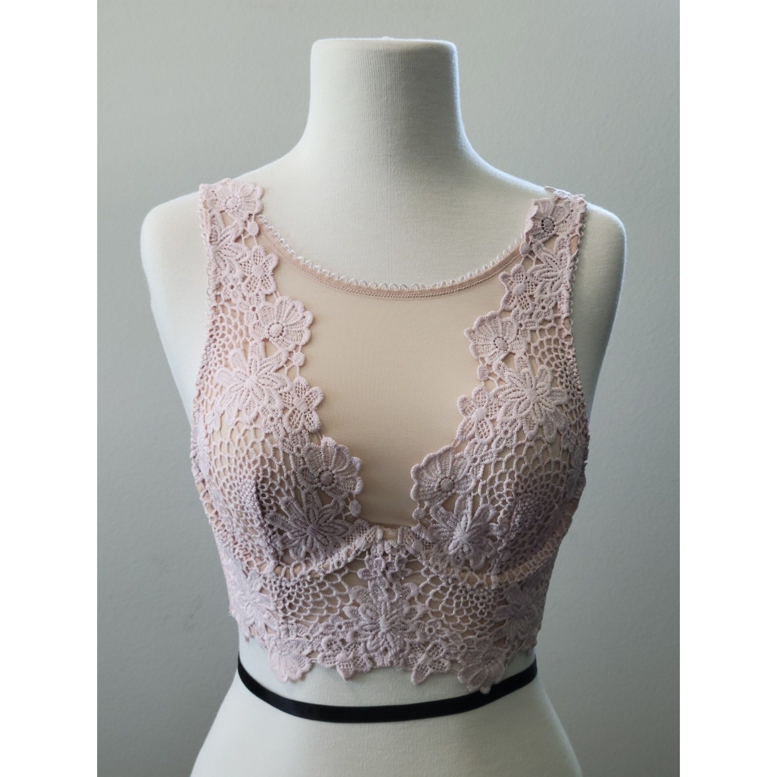 Victoria Secret DREAM ANGELS Lace Mesh Long Line Bra Pink 32 B