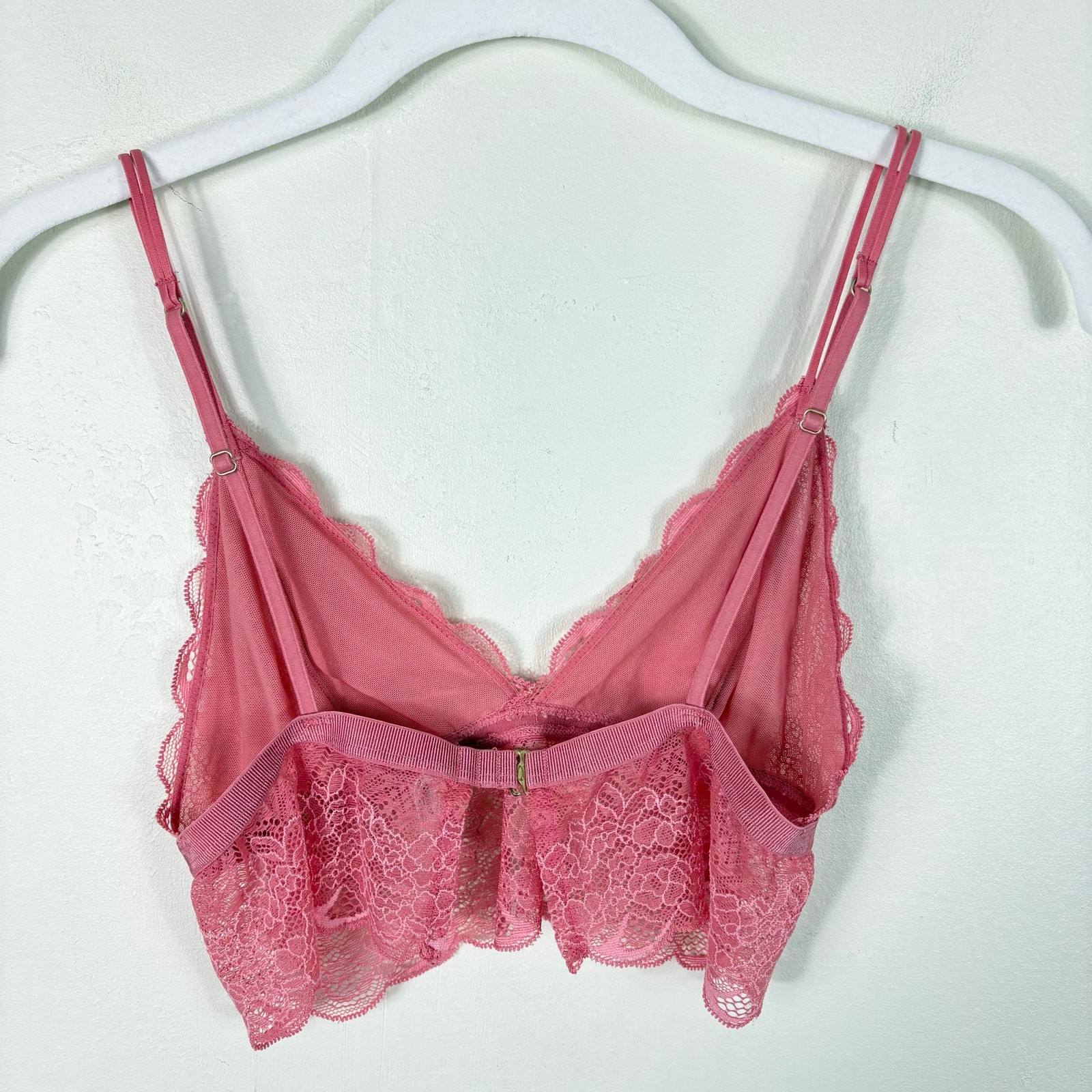Madewell Unlined Wireless Stretch Lace Liana Longline Bralette in Pink