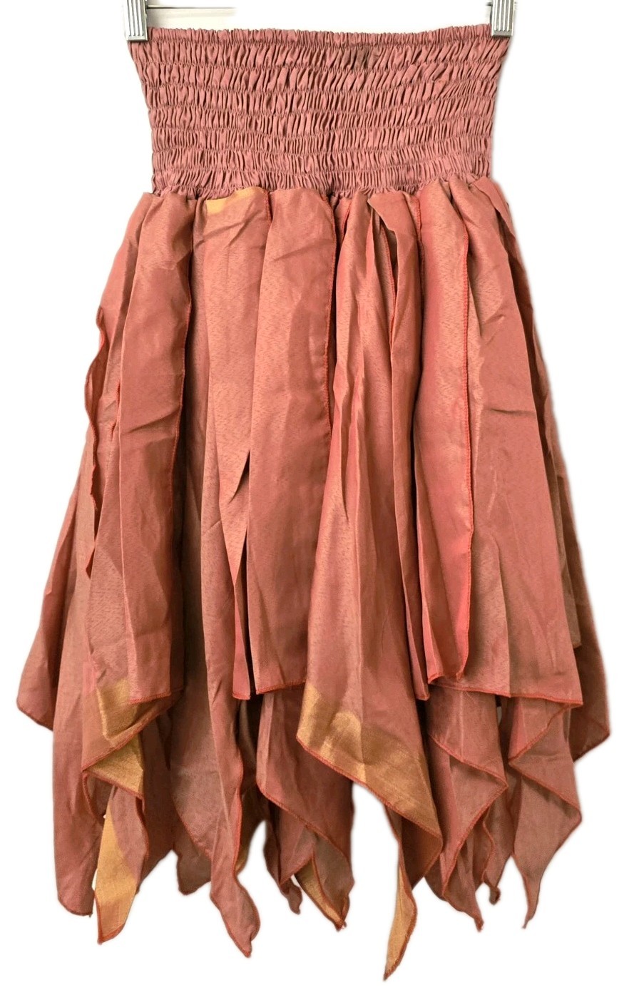 ~tav~ Silk Gypsy Fairy Pixie Peasant Asymmetrical Boho Handkerchief Skirt ~ #428