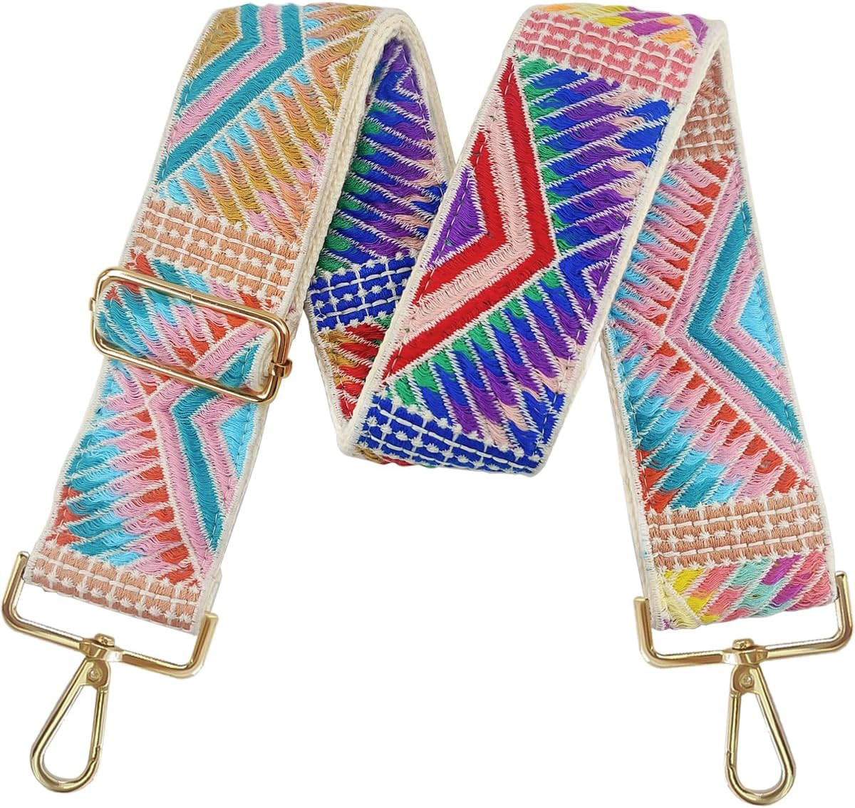 Embroidery Flower Purse Strap Replacement Crossbody 2 Inch Wide with Letter S Ke
