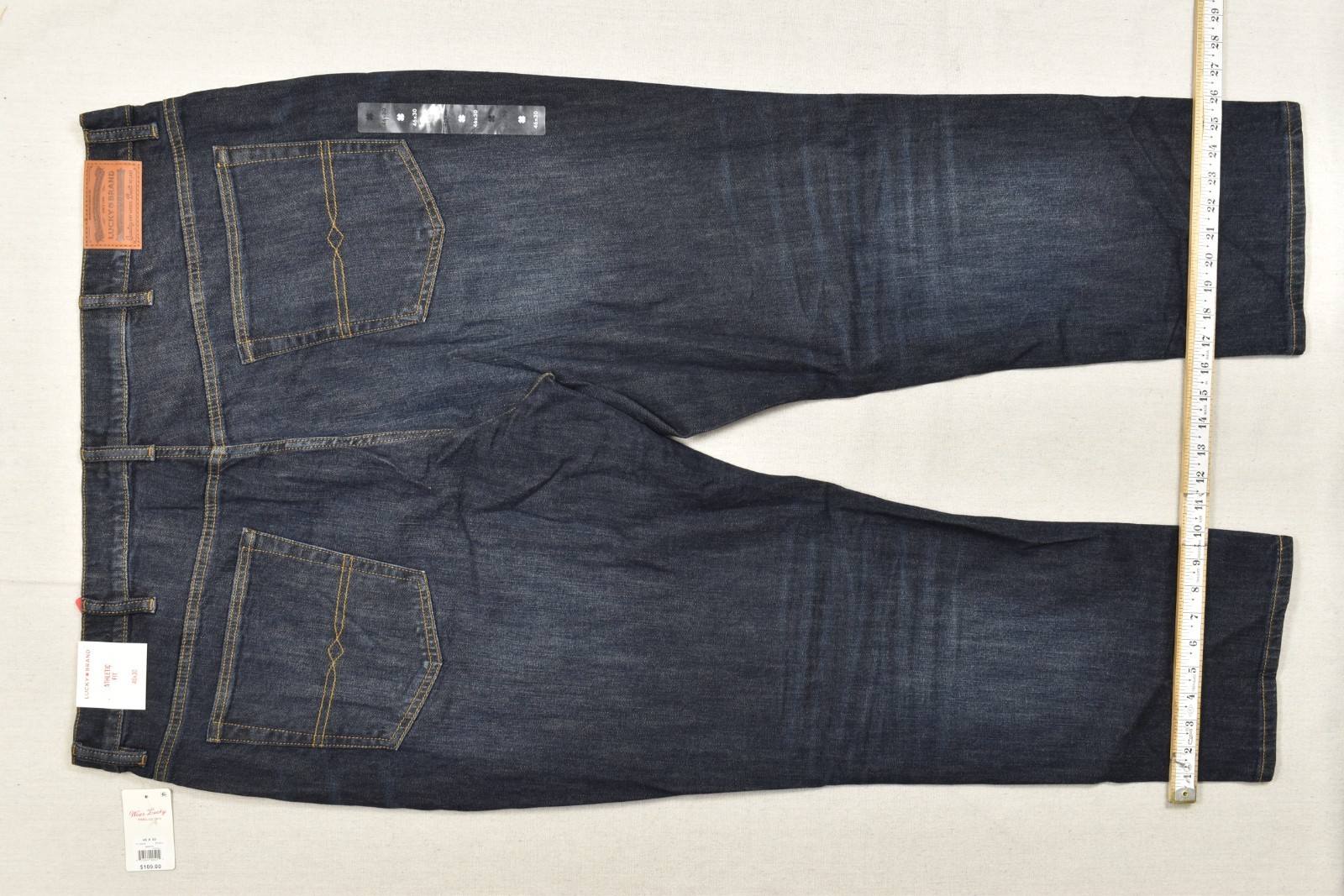 Lucky Brand Men’s Athletic Straight Barite Blue Denim Jeans Stretch 46×30 NEW
